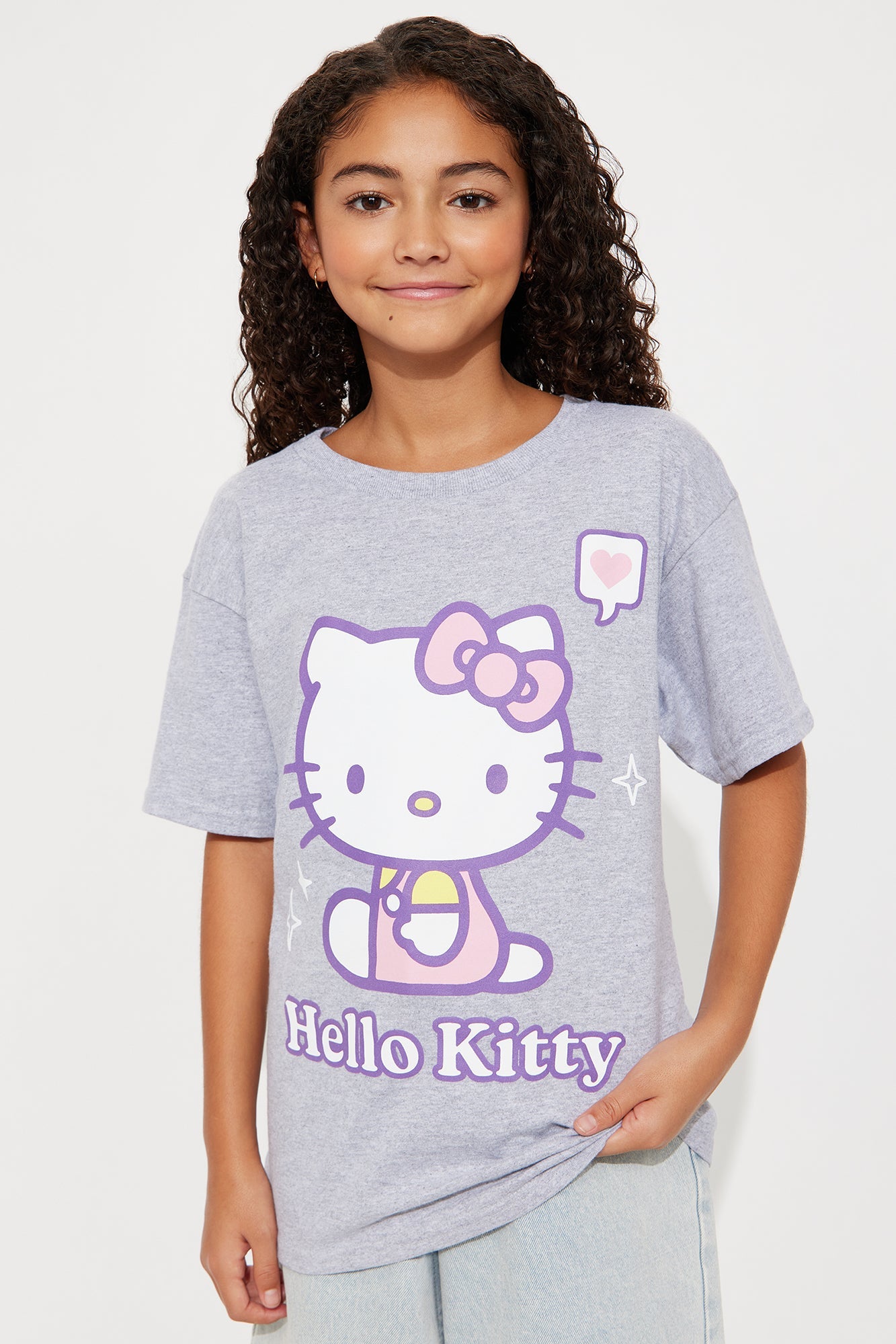 Mini Hello Kitty I Heart You Short Sleeve Tee - Heather Grey
