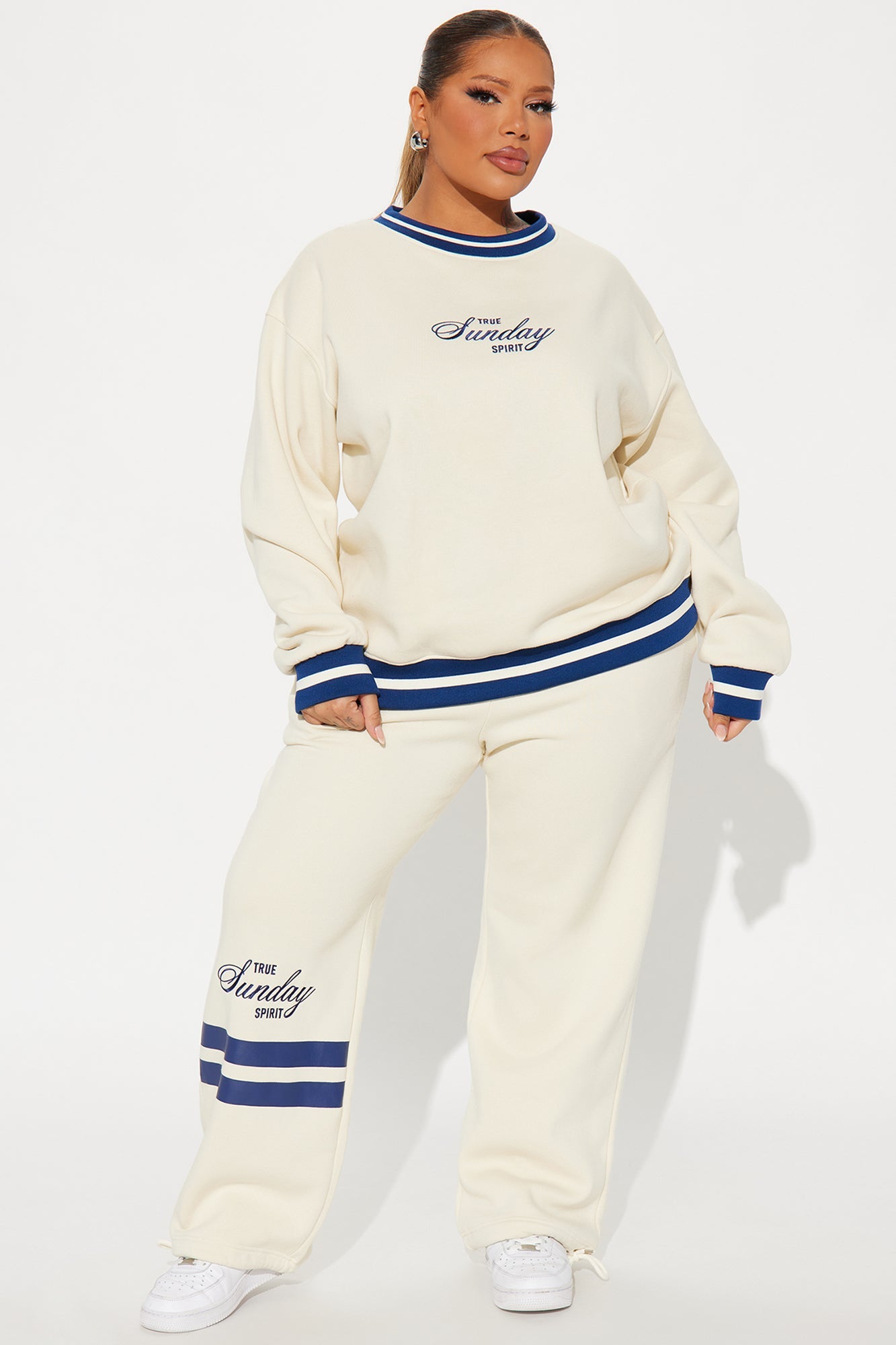True Sunday Spirit Fleece Pant Set - Cream