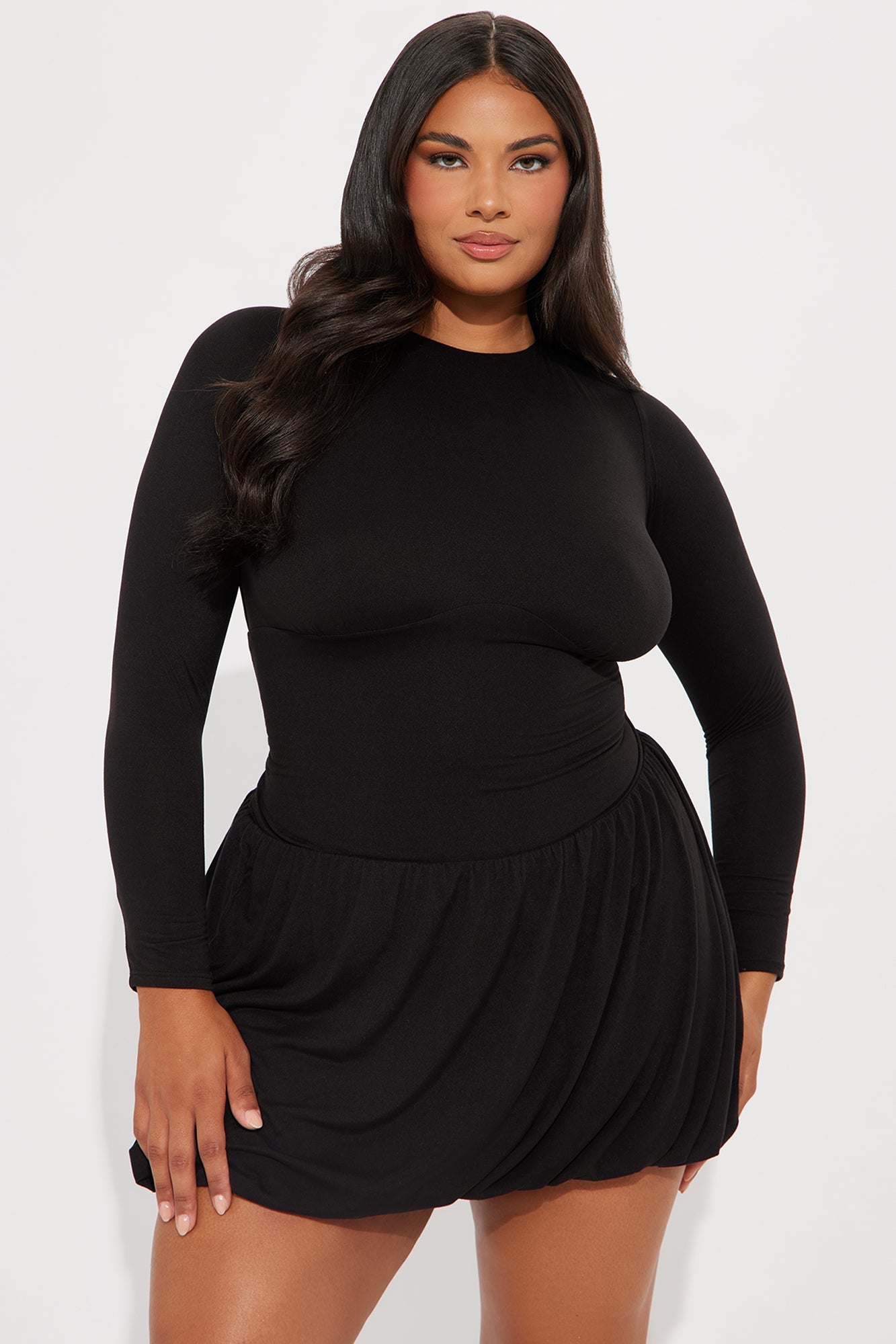 Sweet Trip Bubble Mini Dress - Black