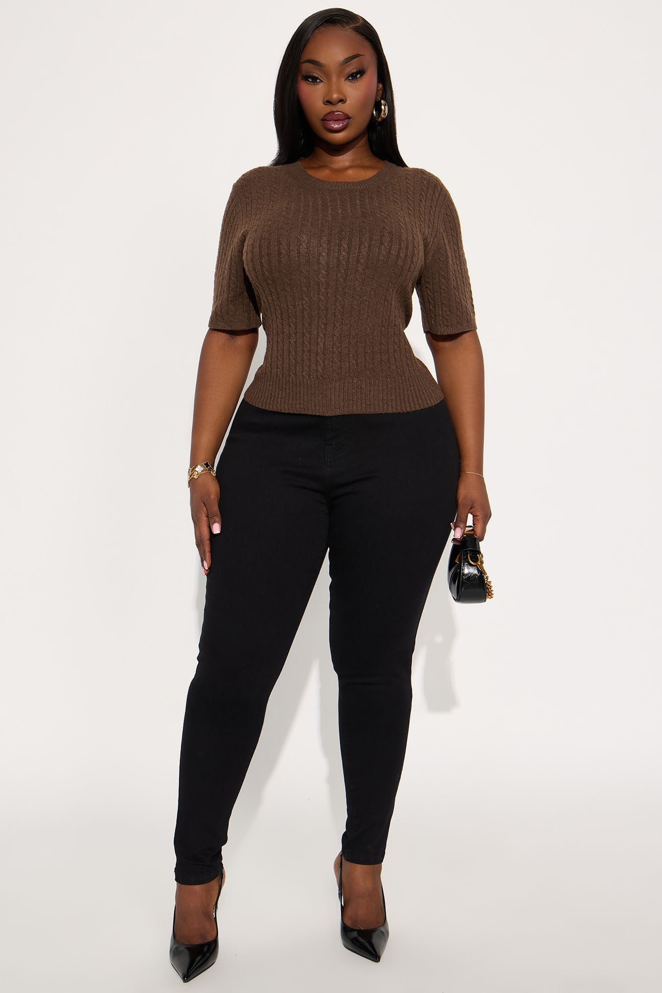 Toasty Plated Pullover Sweater - Chocolate
