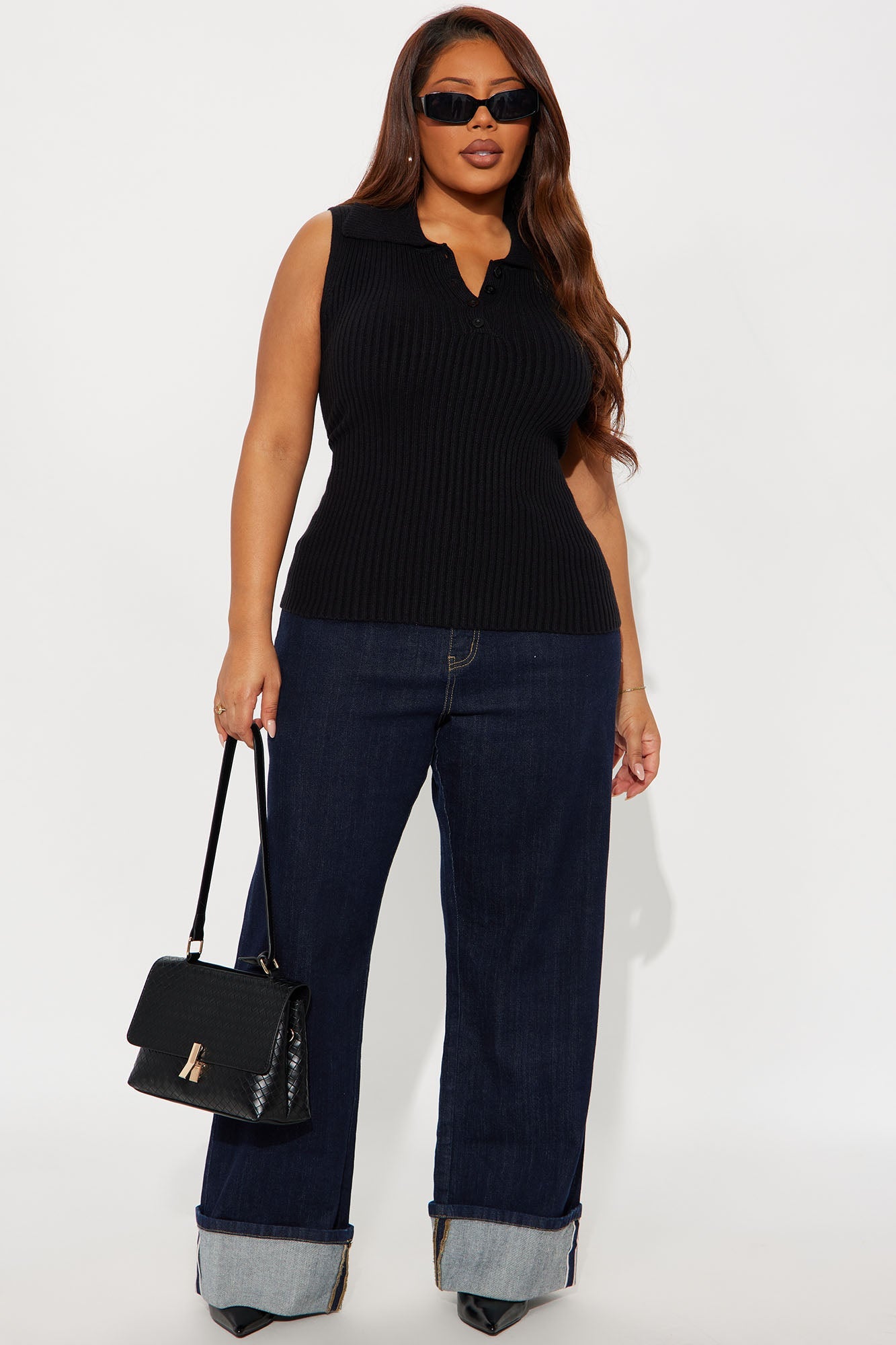 Autumn Season Seamless Polo Sweater - Black