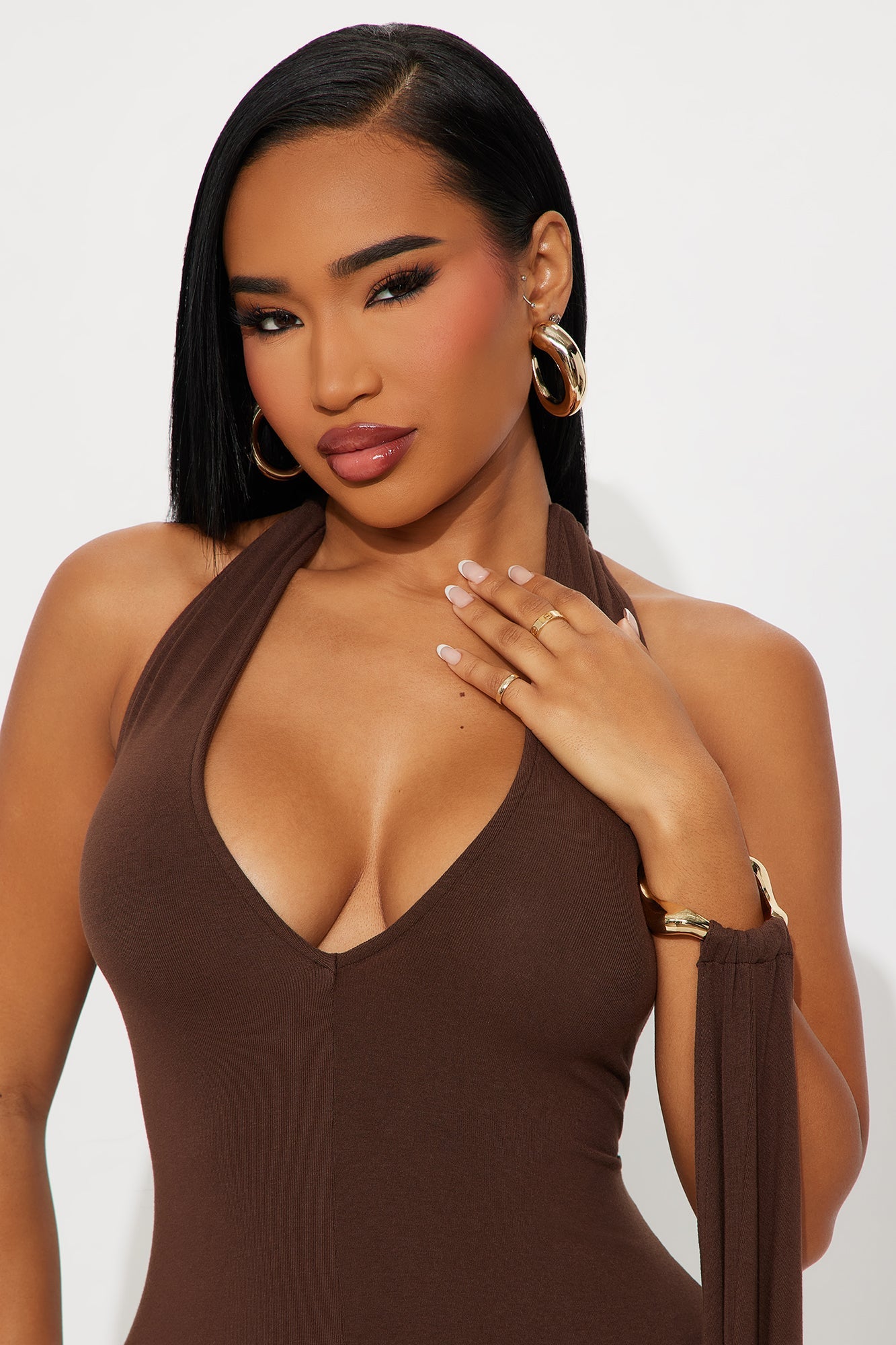 Savage Sweetheart Draped Maxi Dress - Brown