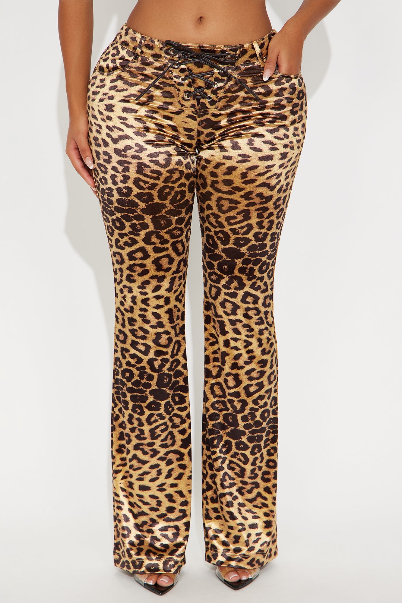 In Your Dreams Satin Leopard Flare Pant - Leopard