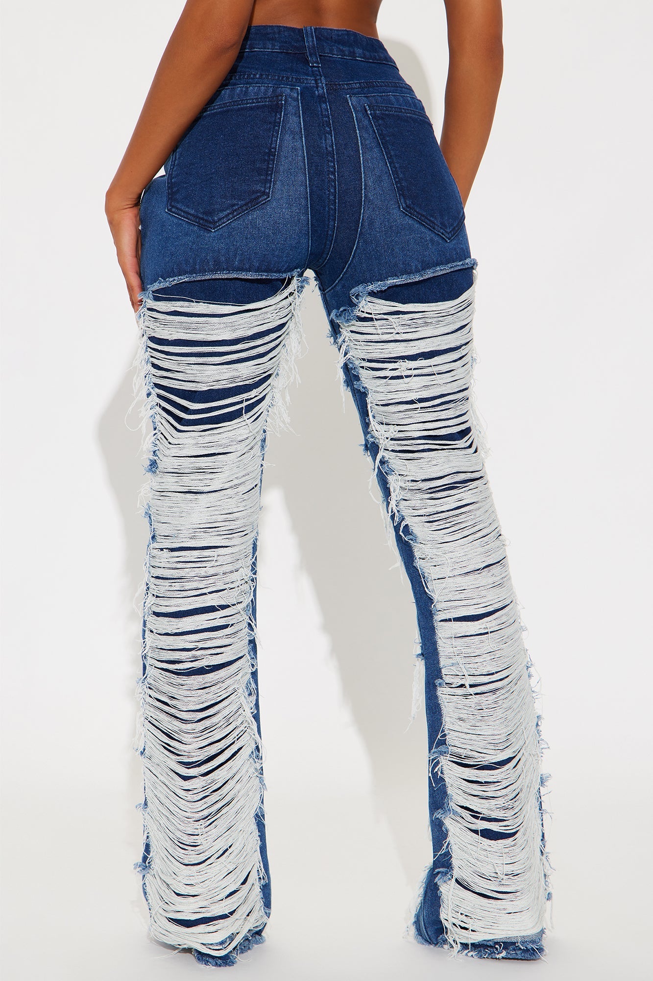 Know The Drill Shredded Bootcut Jeans - Dark Wash