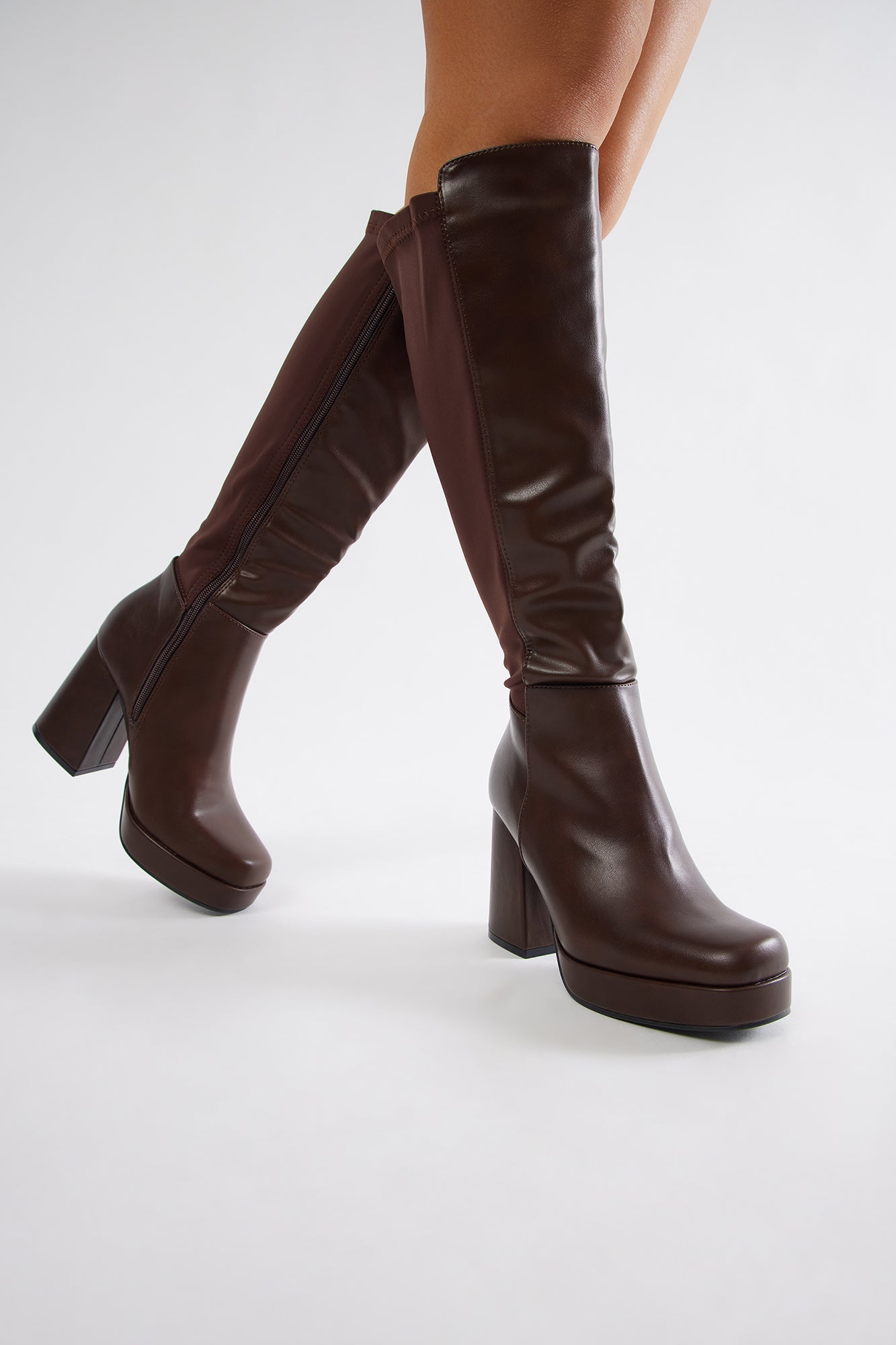 Vic Knee High Boots - Brown