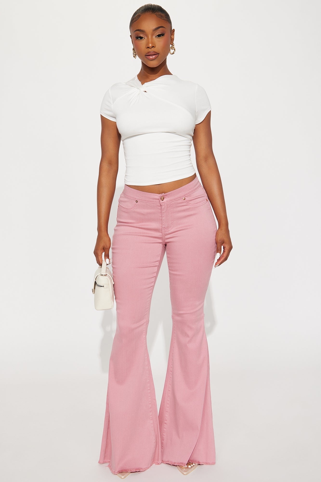 Secret Revealed Low Rise Flare Jeans - Mauve