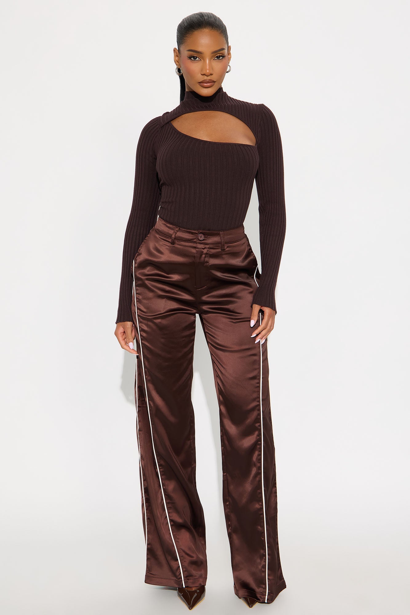 Cut The Antics Sweater Bodysuit - Chocolate