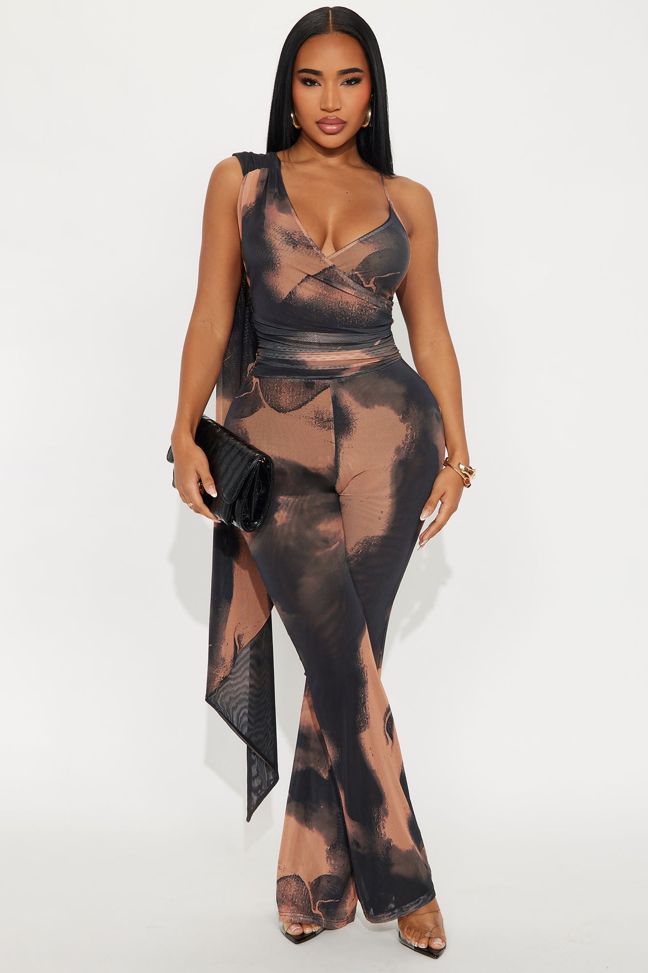 Samaria Mesh Halter Jumpsuit - Black/combo