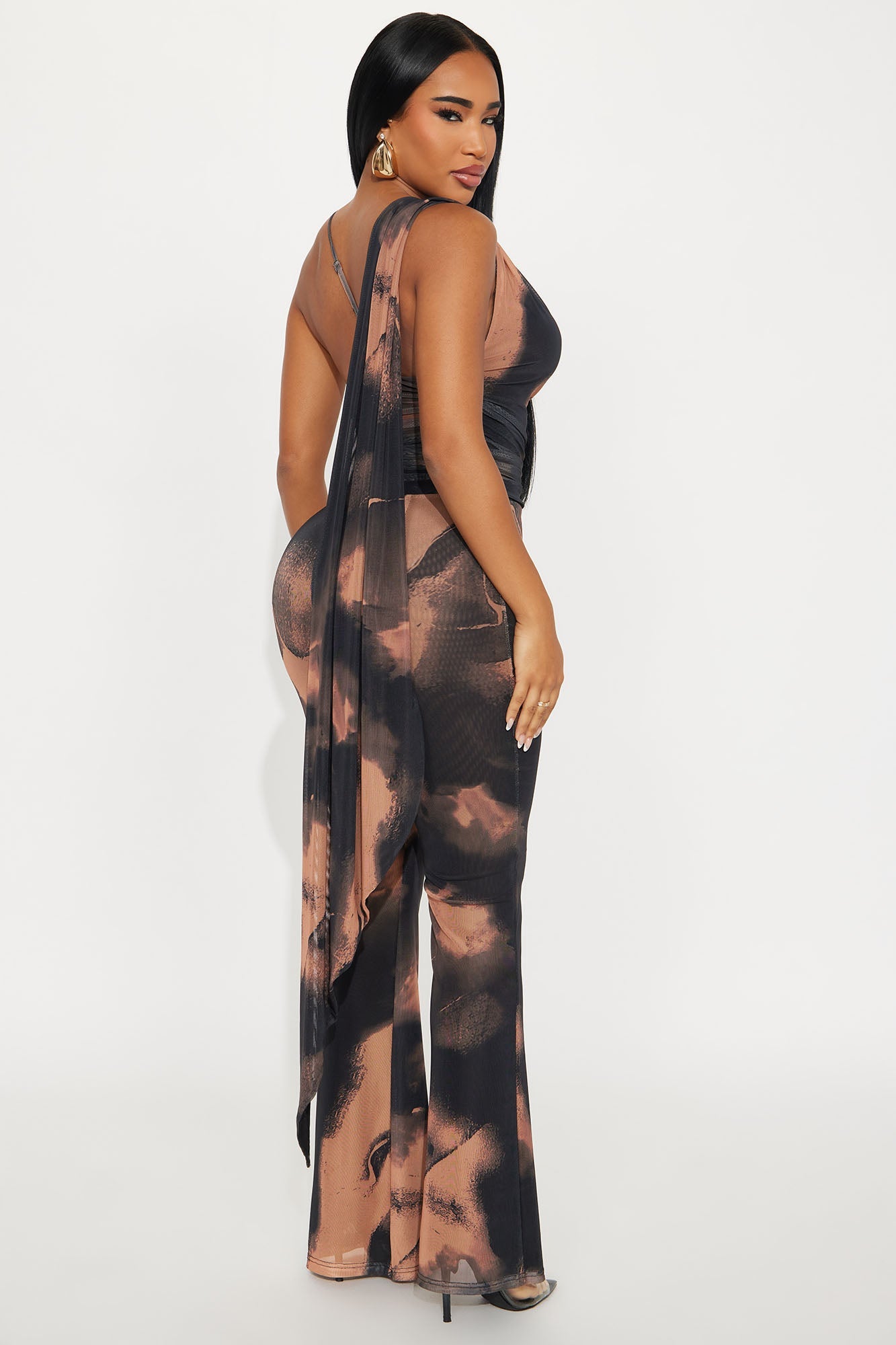 Samaria Mesh Halter Jumpsuit - Black/combo