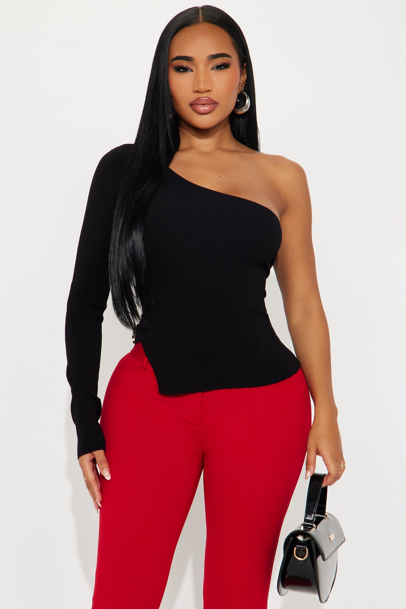 Take Me Away Hardware Sweater Top - Black