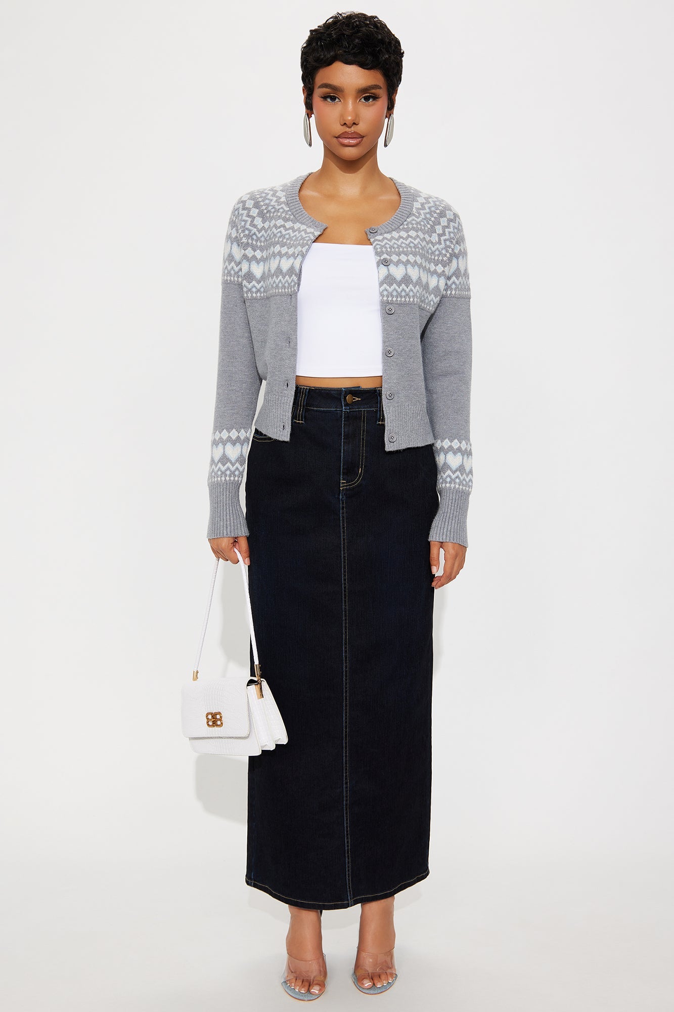 Love Always Fair Isle Cardigan - Heather Grey
