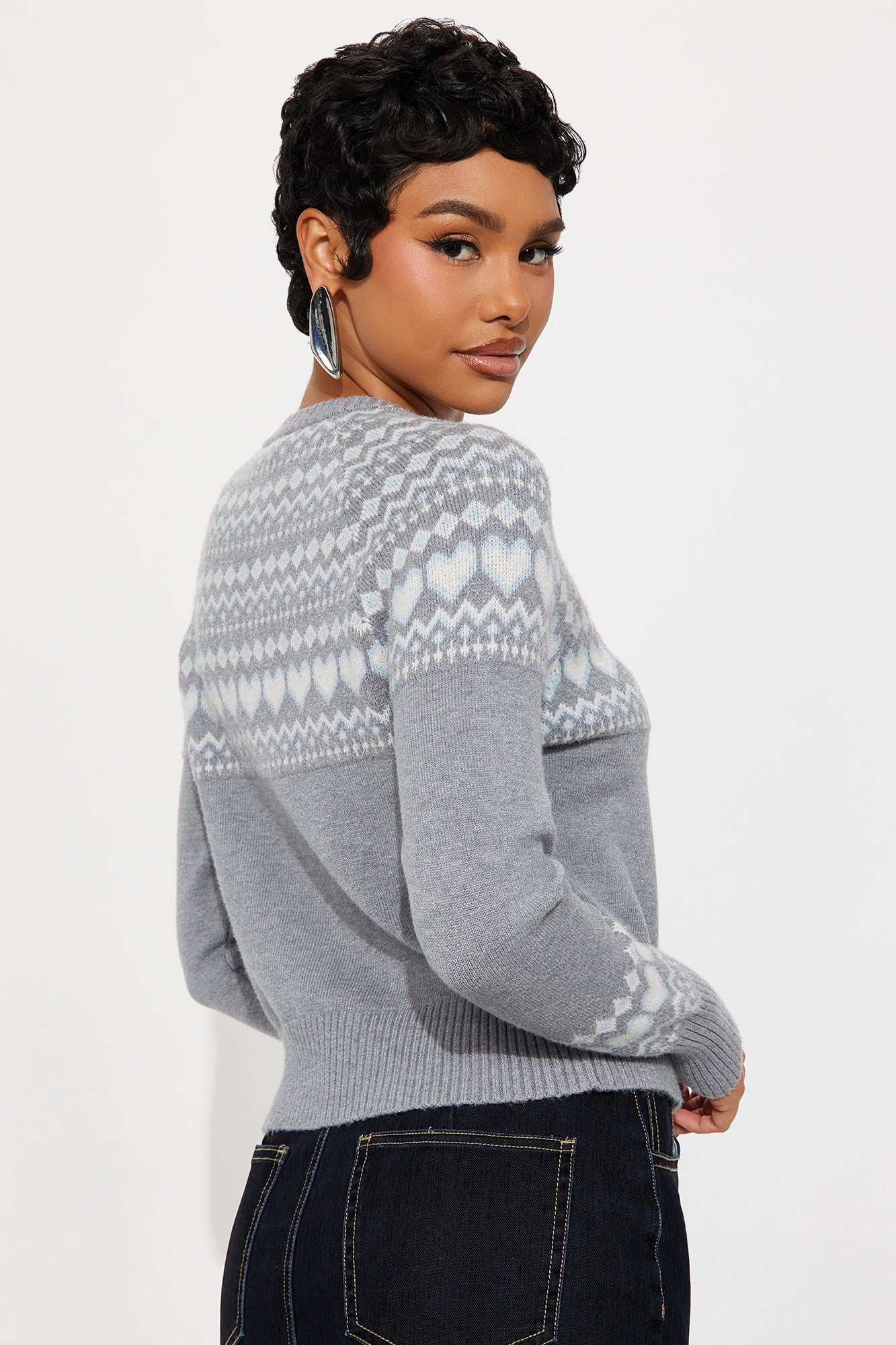 Love Always Fair Isle Cardigan - Heather Grey