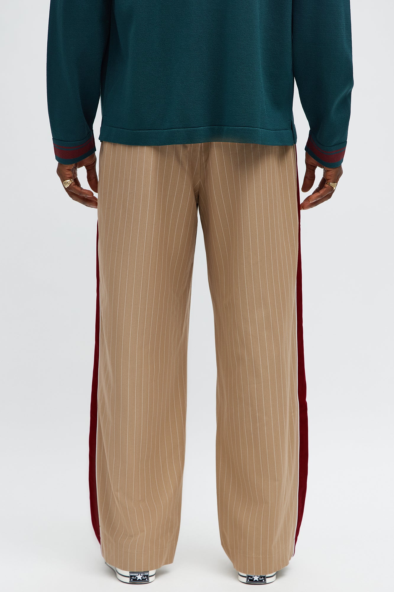 Baggy Elevated Side Stripe Trouser - Khaki/combo
