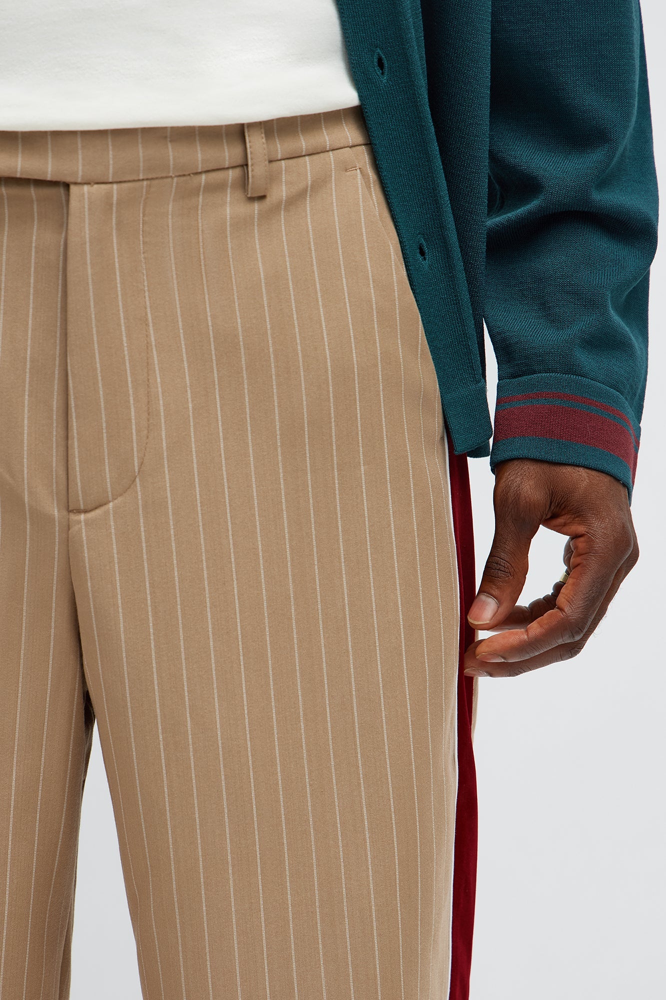 Baggy Elevated Side Stripe Trouser - Khaki/combo