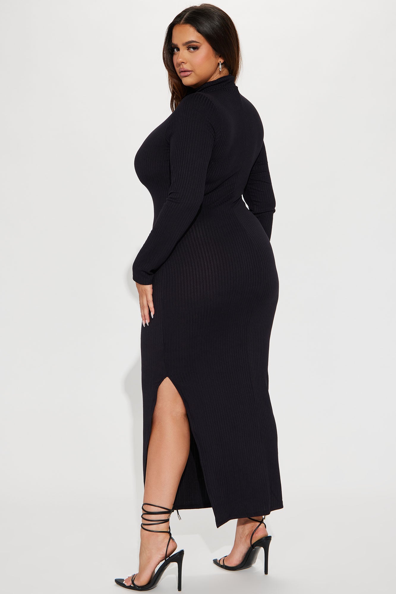 Monique Ribbed Maxi Dress - Black