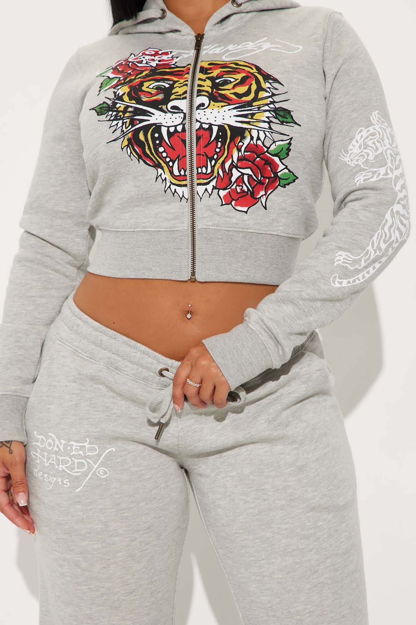 Ed Hardy Tiger Pant Set - Heather Grey