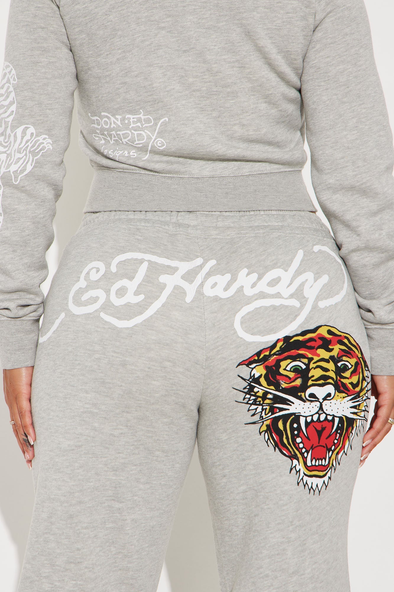 Ed Hardy Tiger Pant Set - Heather Grey