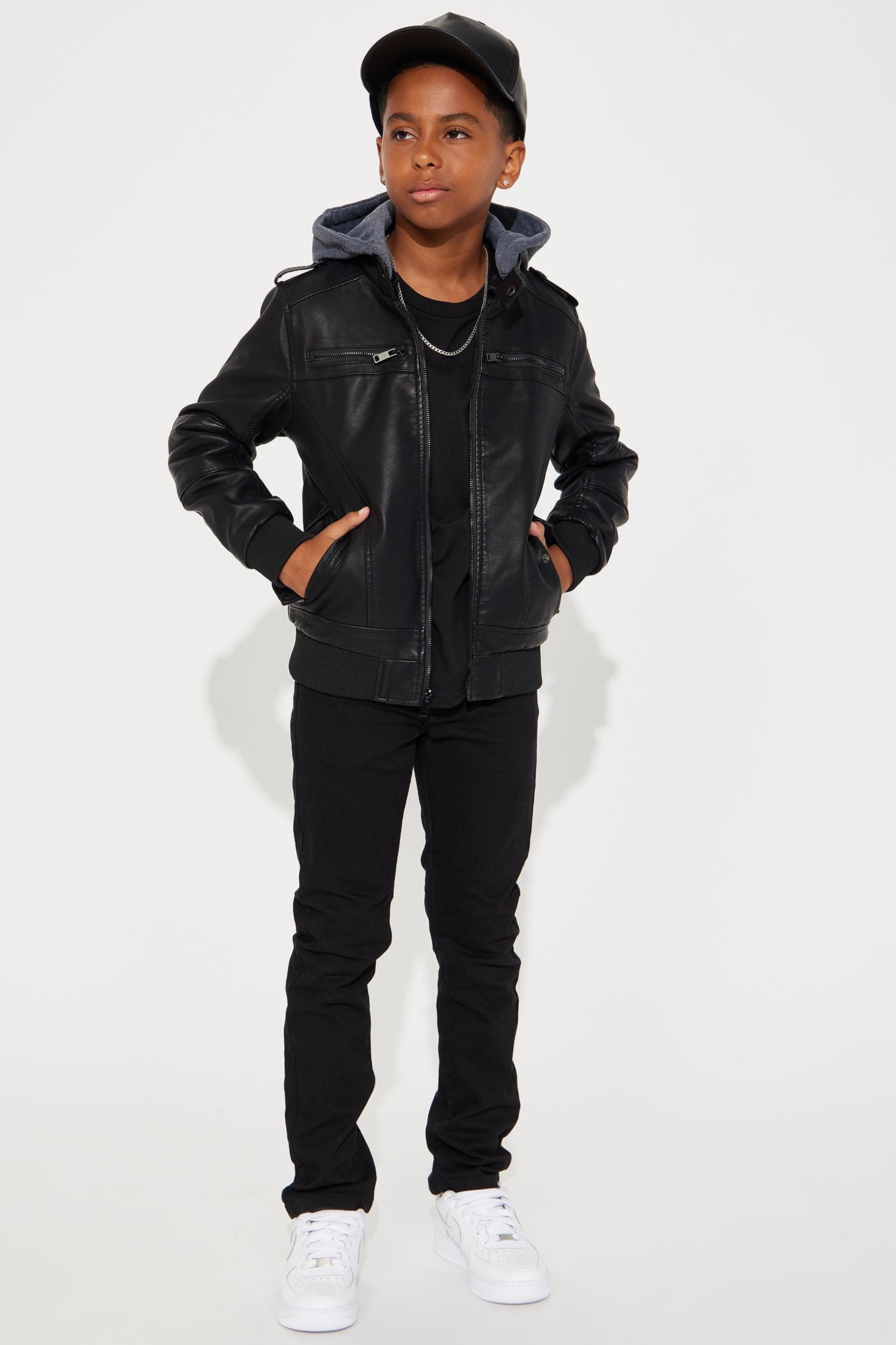 Mini Not Afraid Faux Leather Jacket - Black