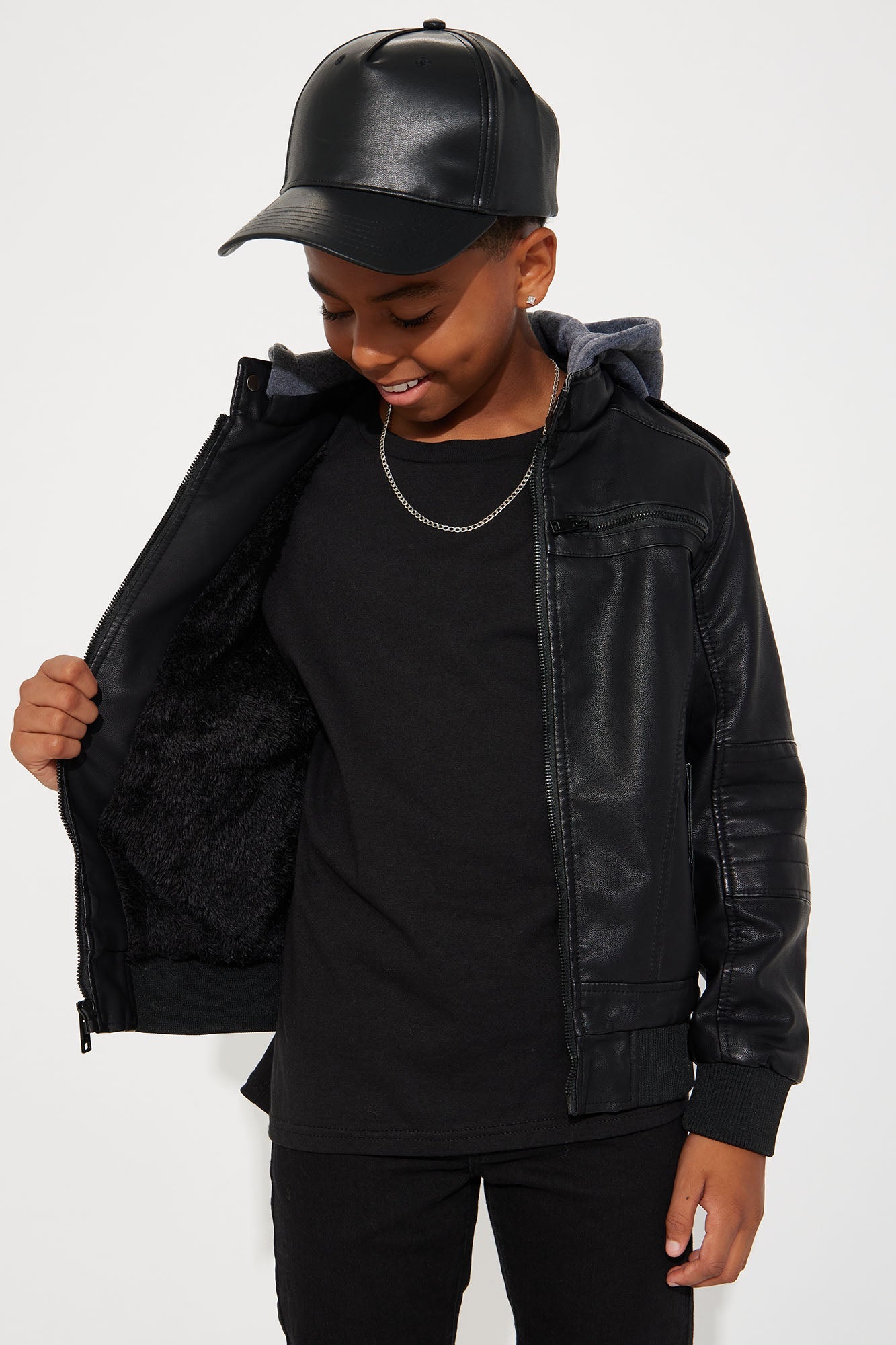 Mini Not Afraid Faux Leather Jacket - Black