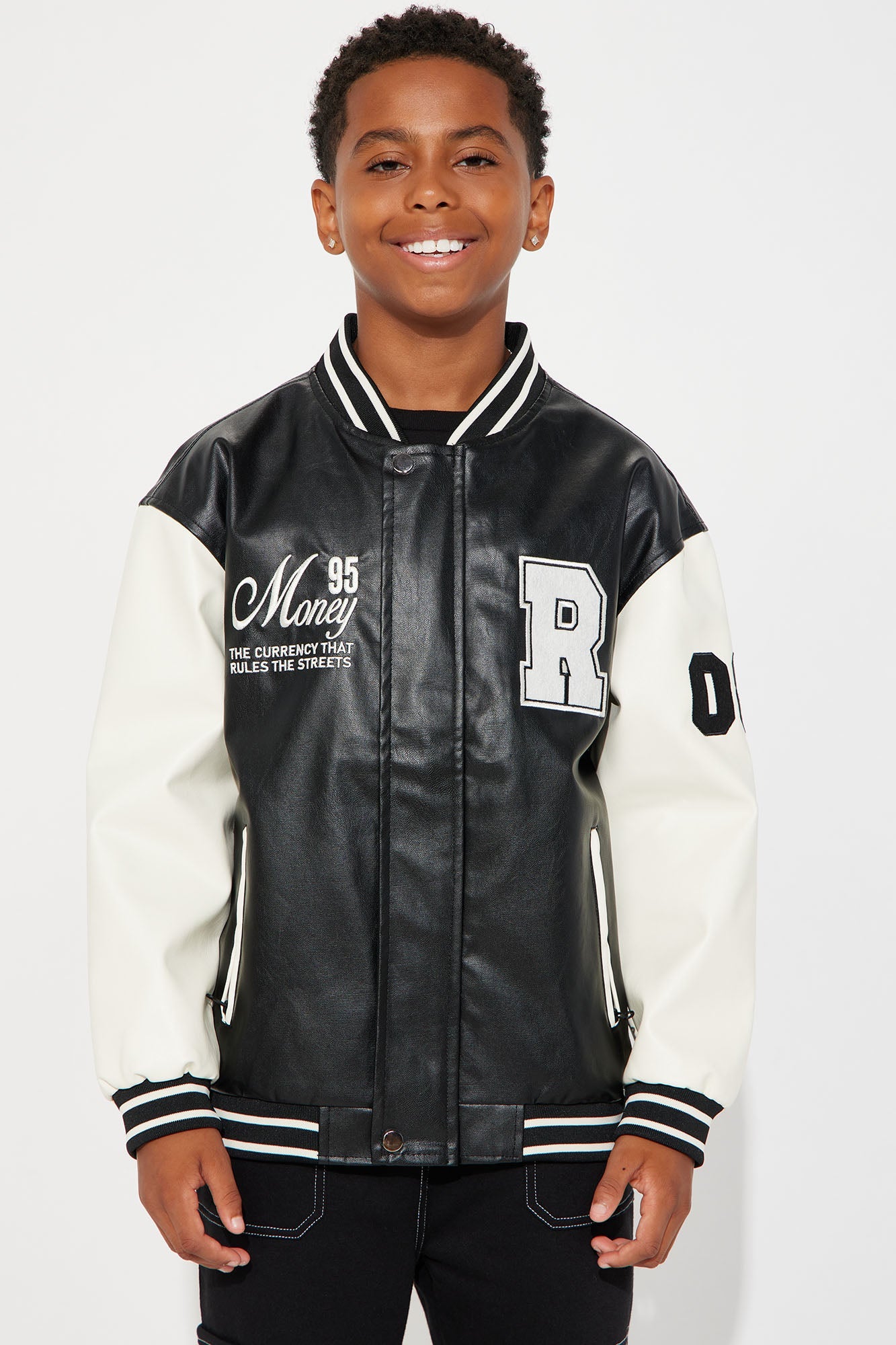 Mini Star Athlete Varsity Jacket - Black/White
