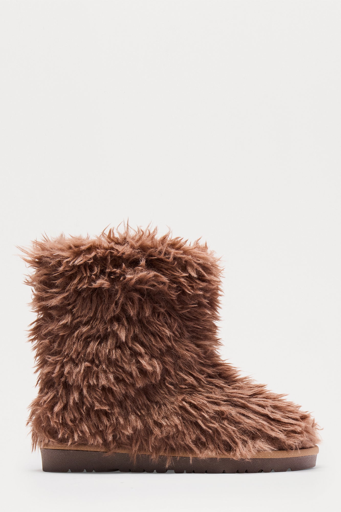 Yetti Faux Fur Booties - Chocolate
