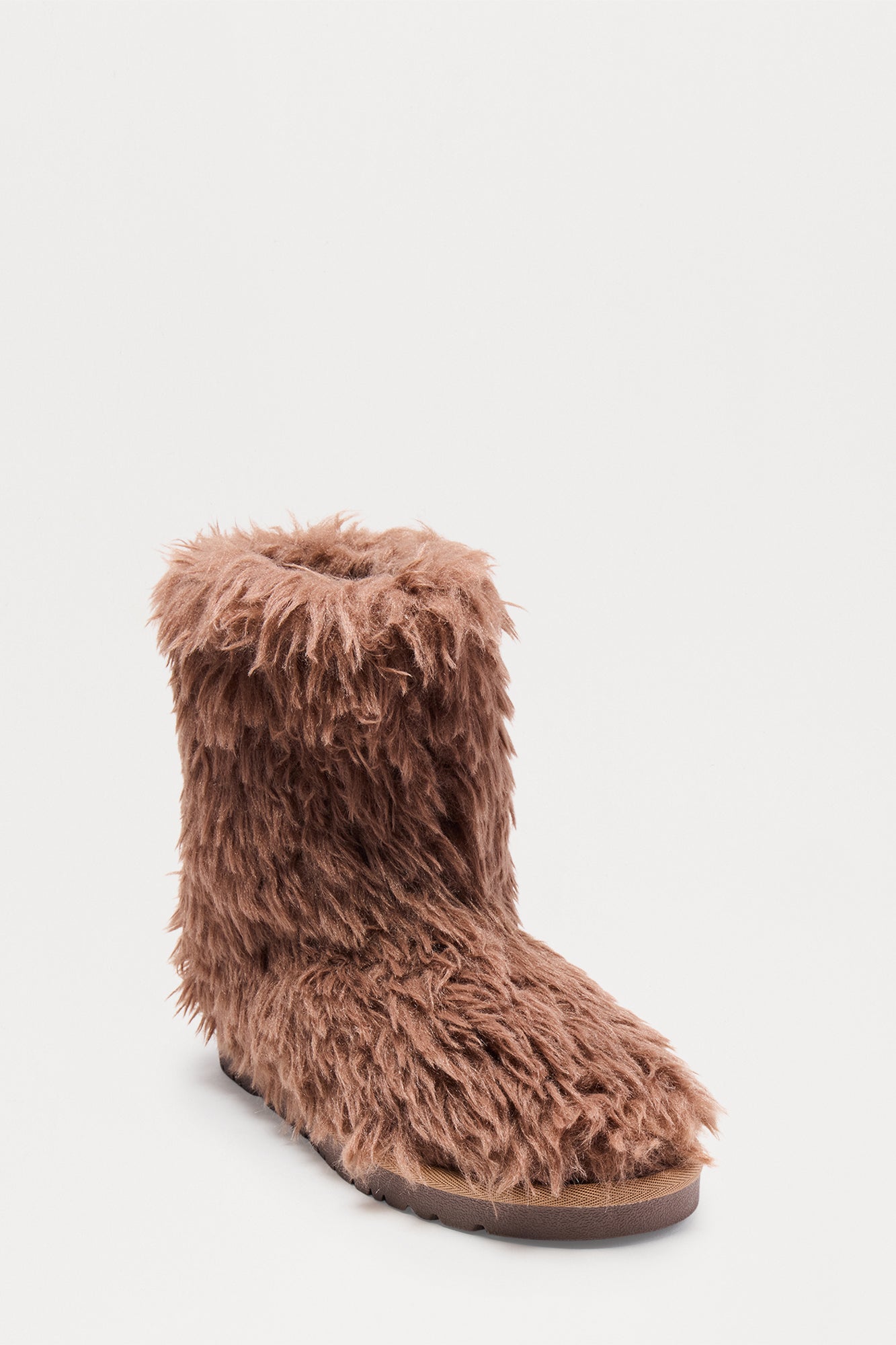 Yetti Faux Fur Booties - Chocolate