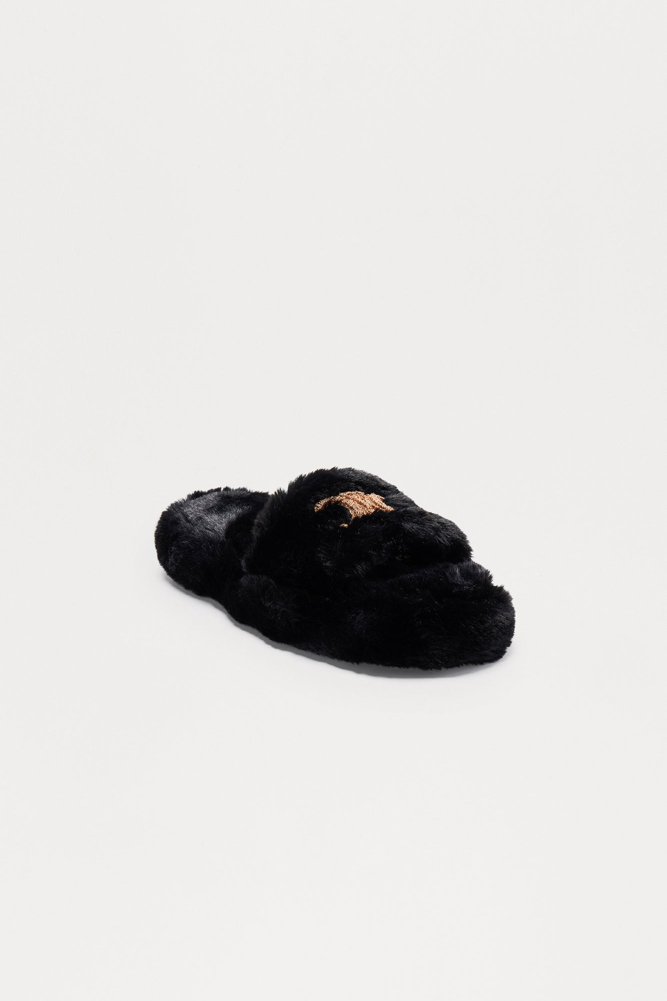 Winda Faux Fur Slippers - Black