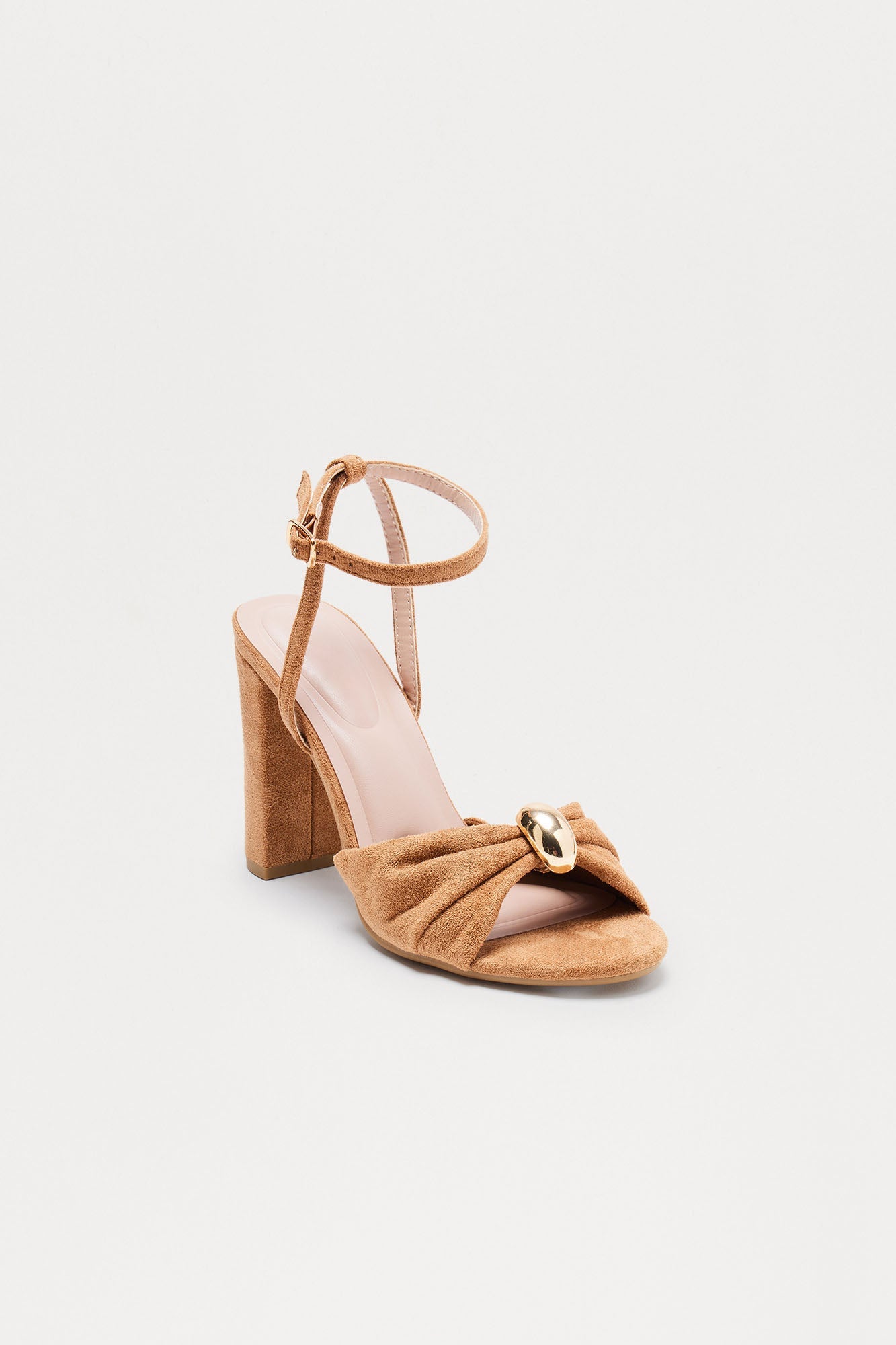 Brookie Hardware Ankle Strap Heels - Camel