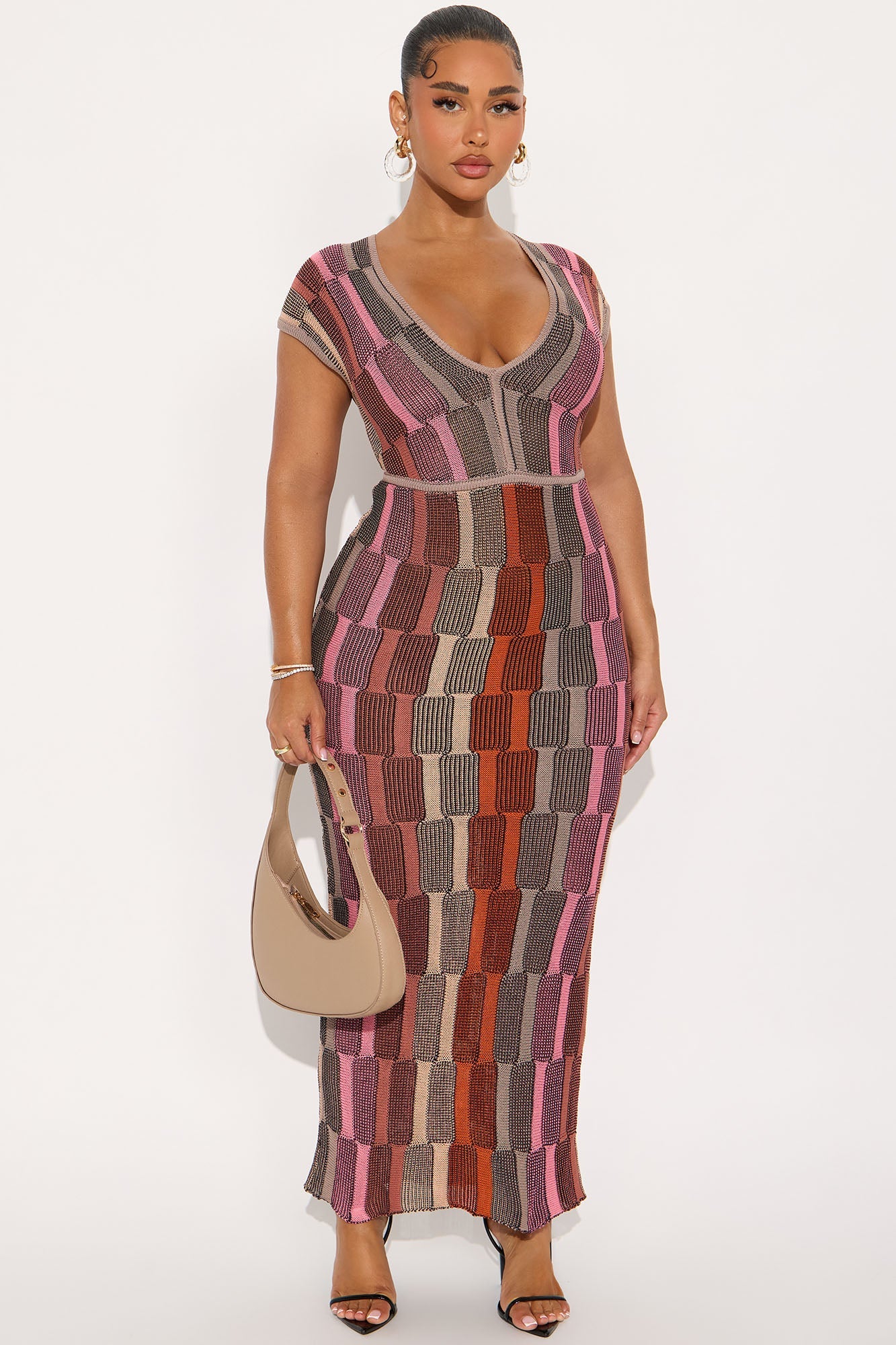Sia Knit Maxi Dress - Mauve/combo