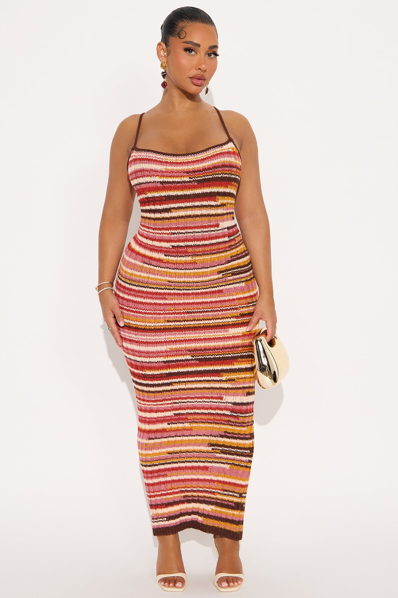 Astrid Crochet Maxi Dress - Orange/combo