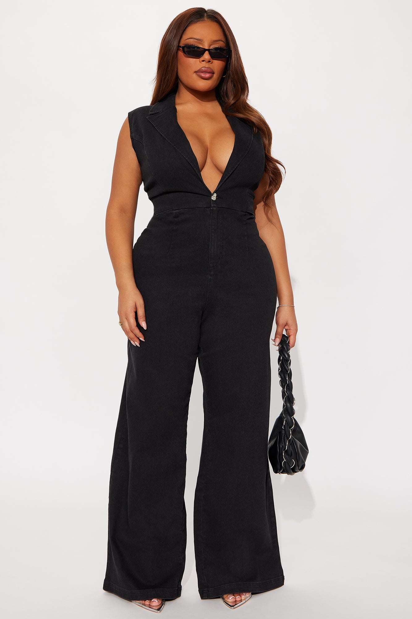 Pauline Denim Straight Leg Jumpsuit - Black Wash