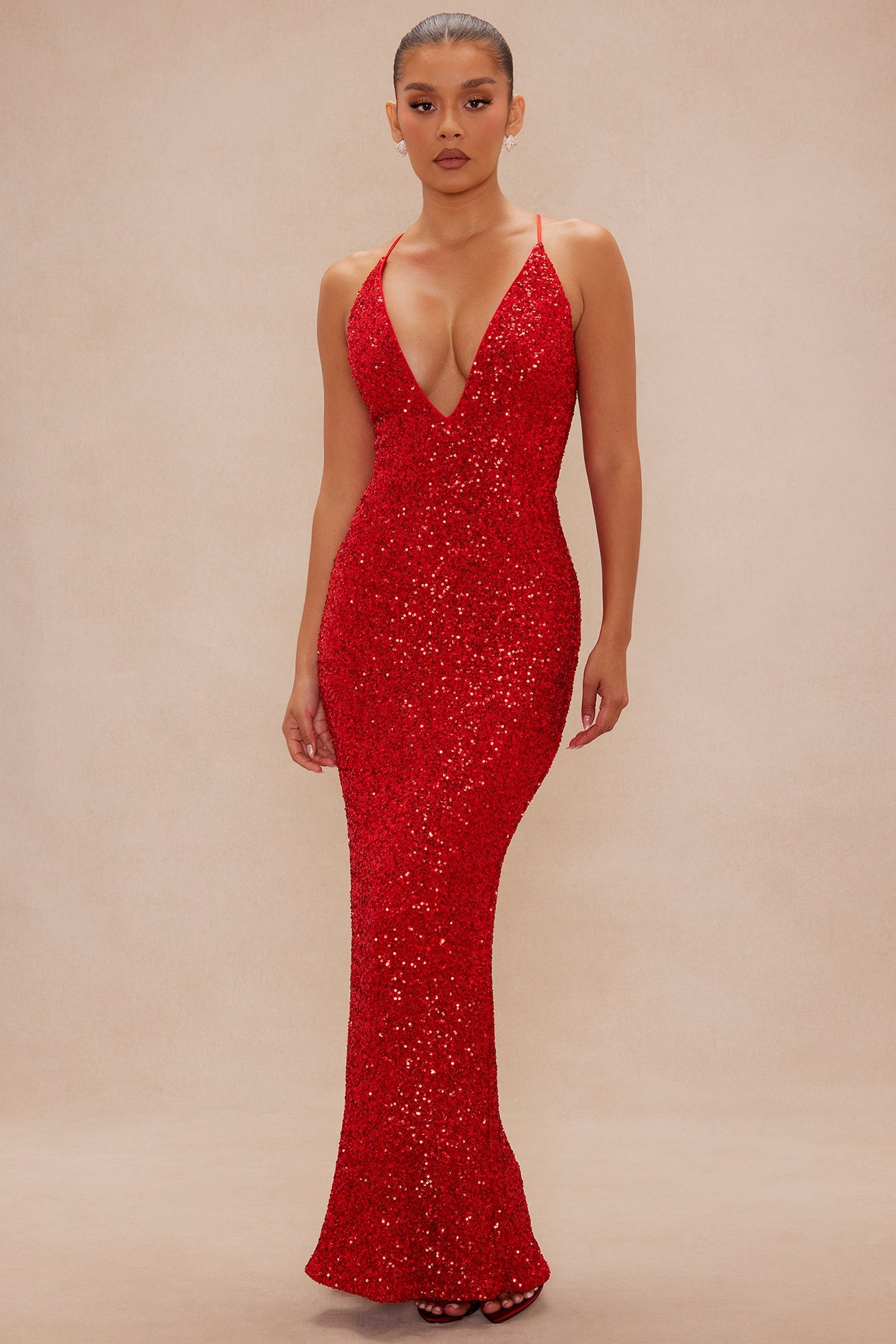 Veronika Sequin Maxi Dress - Red