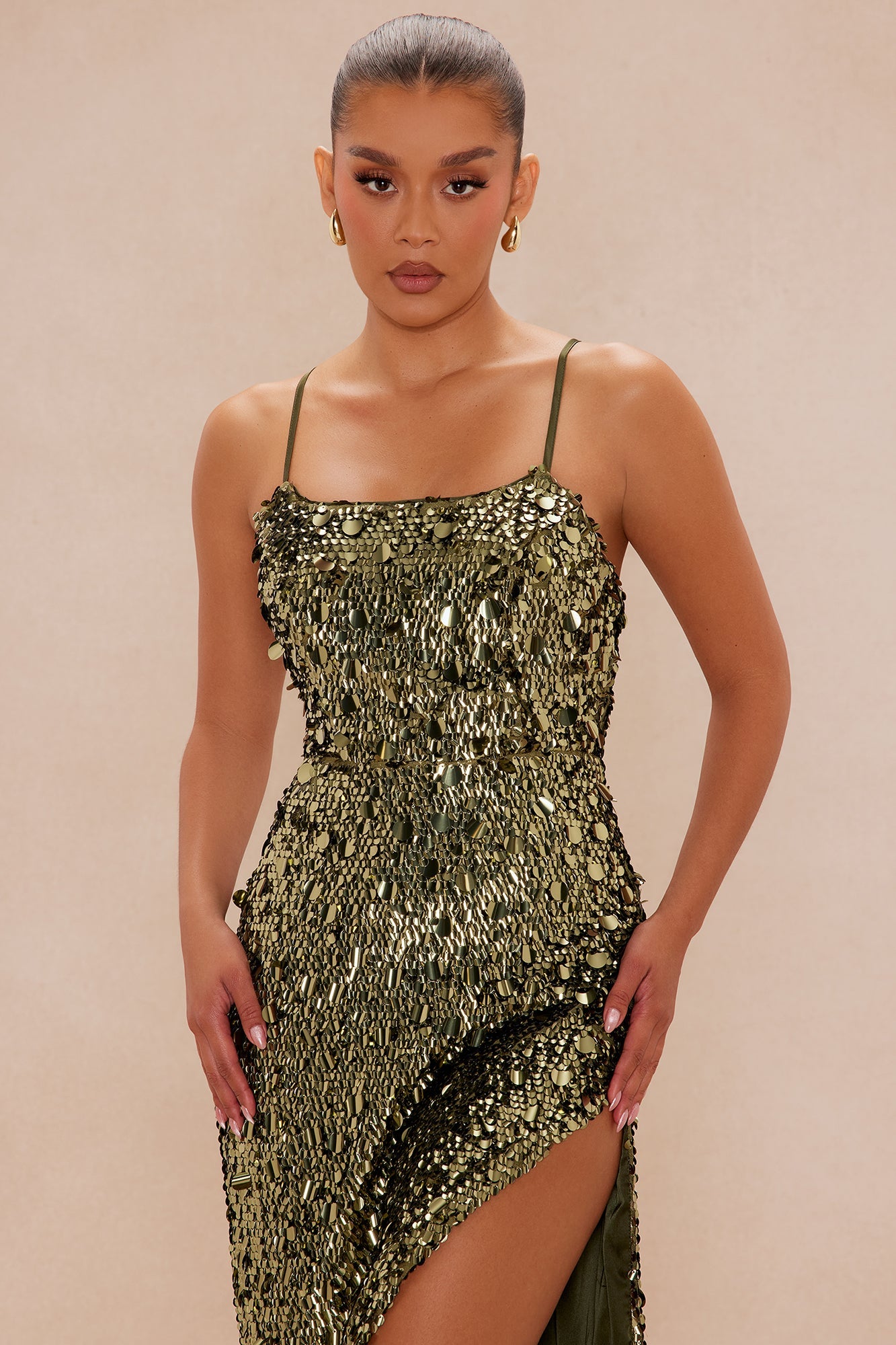 Talia Sequin Maxi Dress - Green