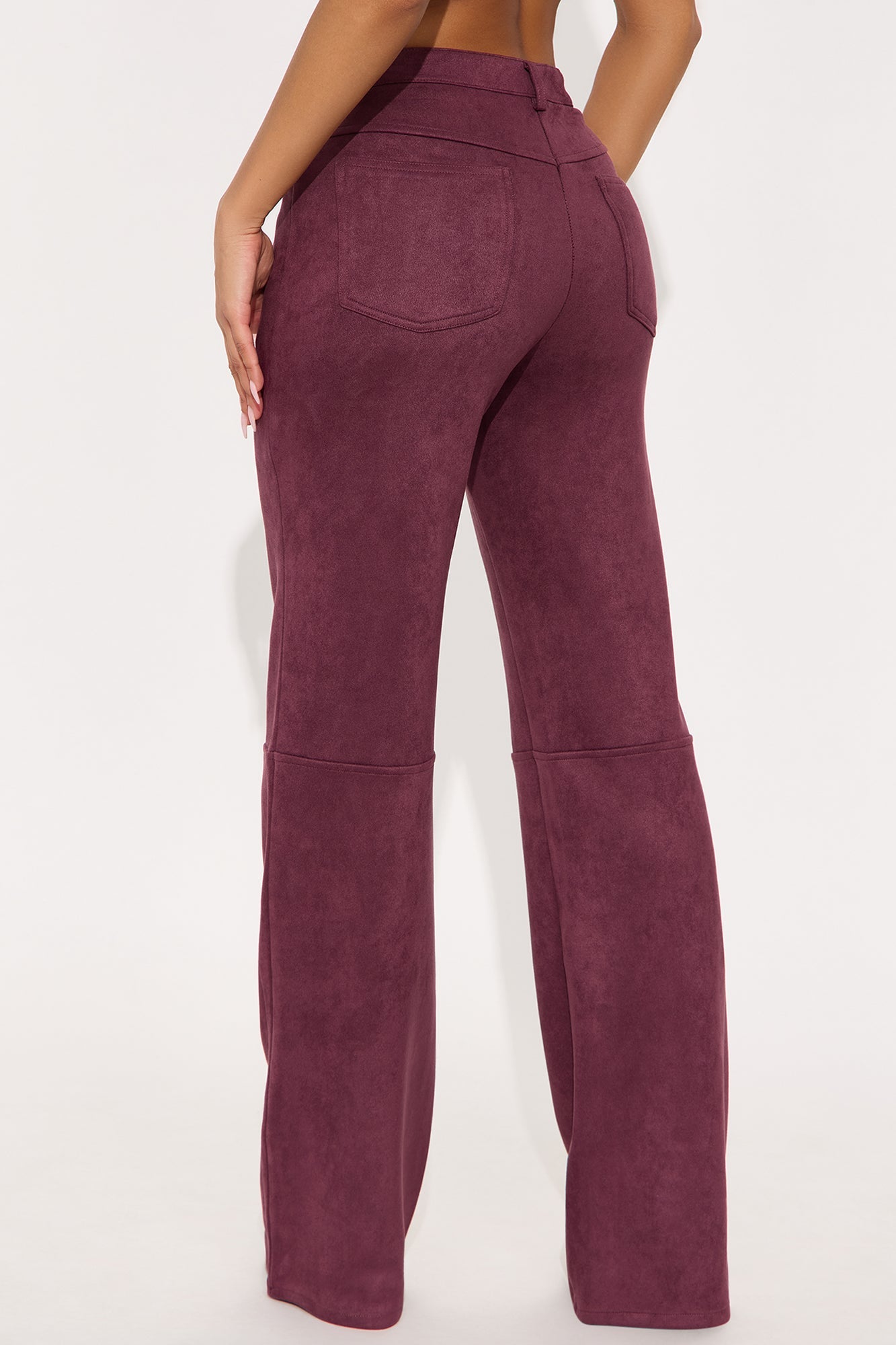 Gianna Faux Suede Wide Leg Pant - Wine