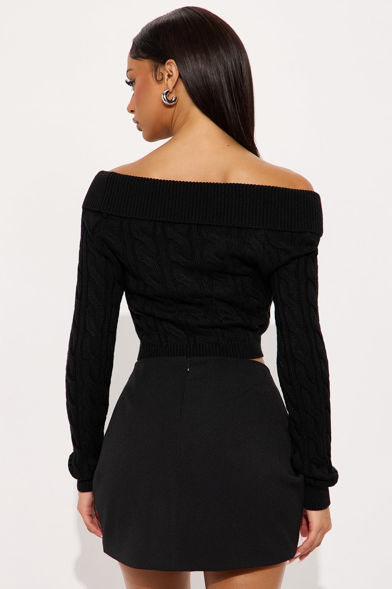 Doing My Best Cropped Sweater - Black