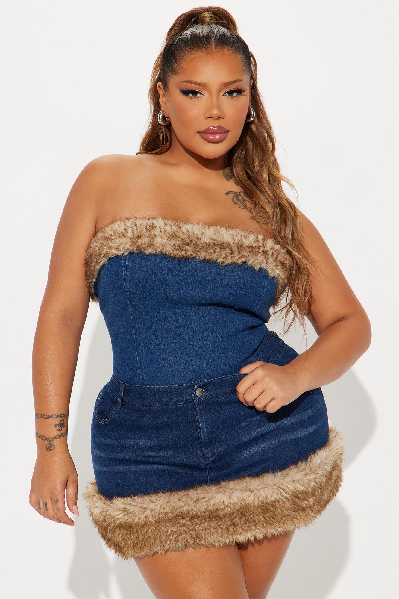 Fuzzy Feelings Denim Corset Top - Dark Wash