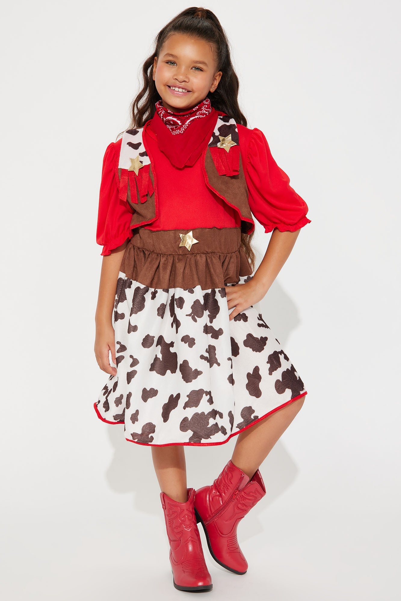 Mini Lil Miss Cowgirl Costume - White/combo