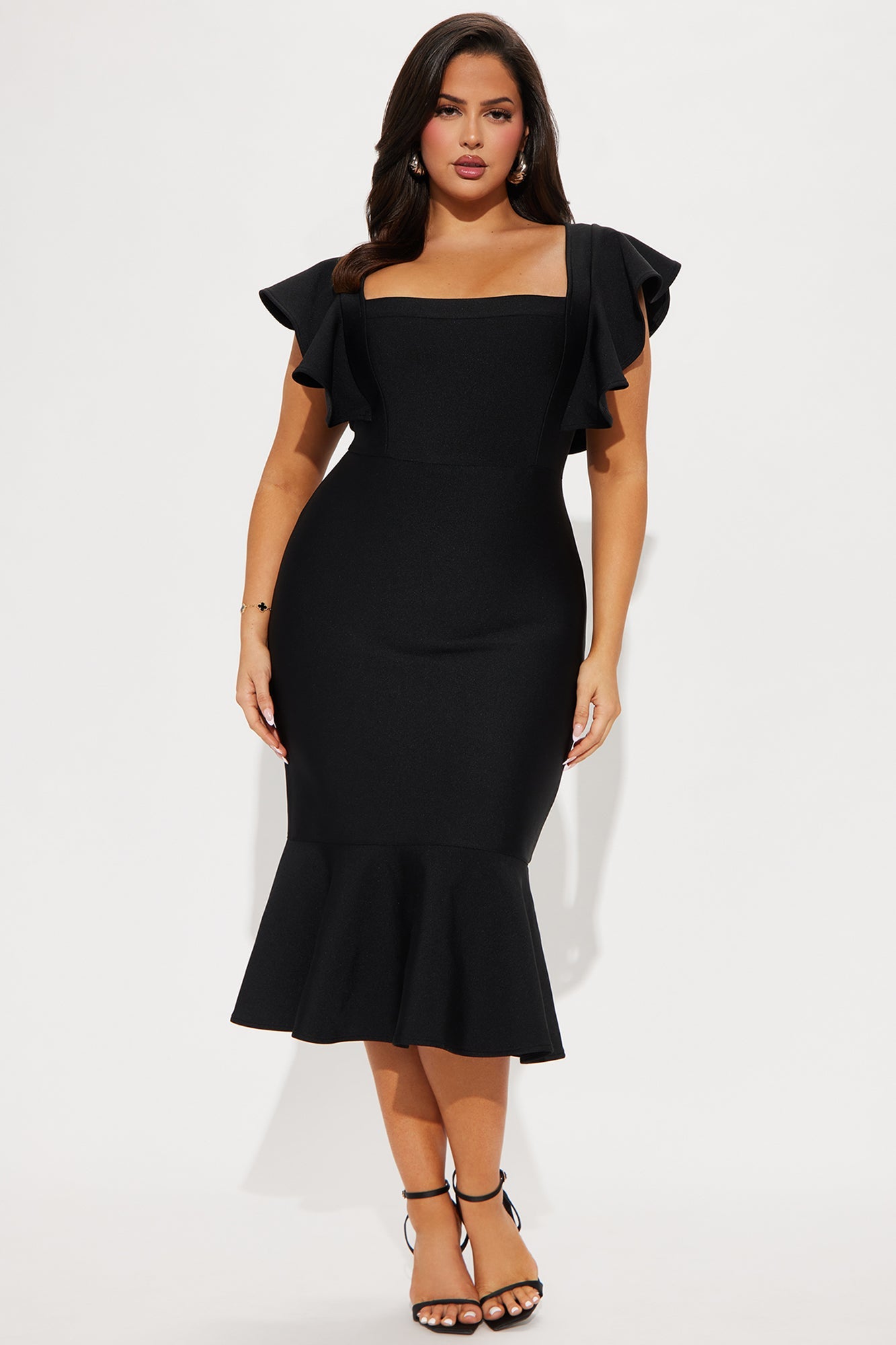 Elyse Bandage Midi Dress - Black