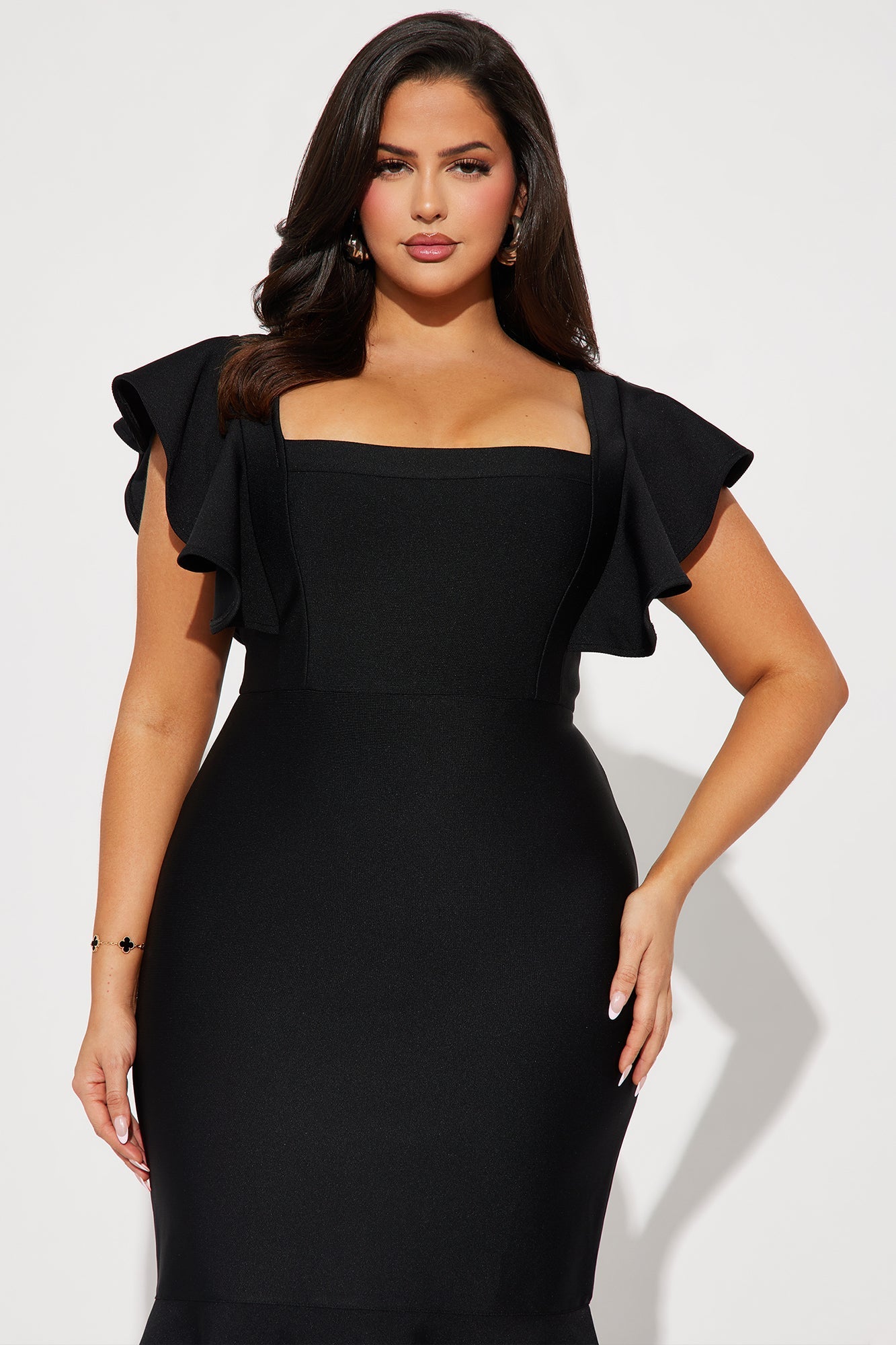 Elyse Bandage Midi Dress - Black