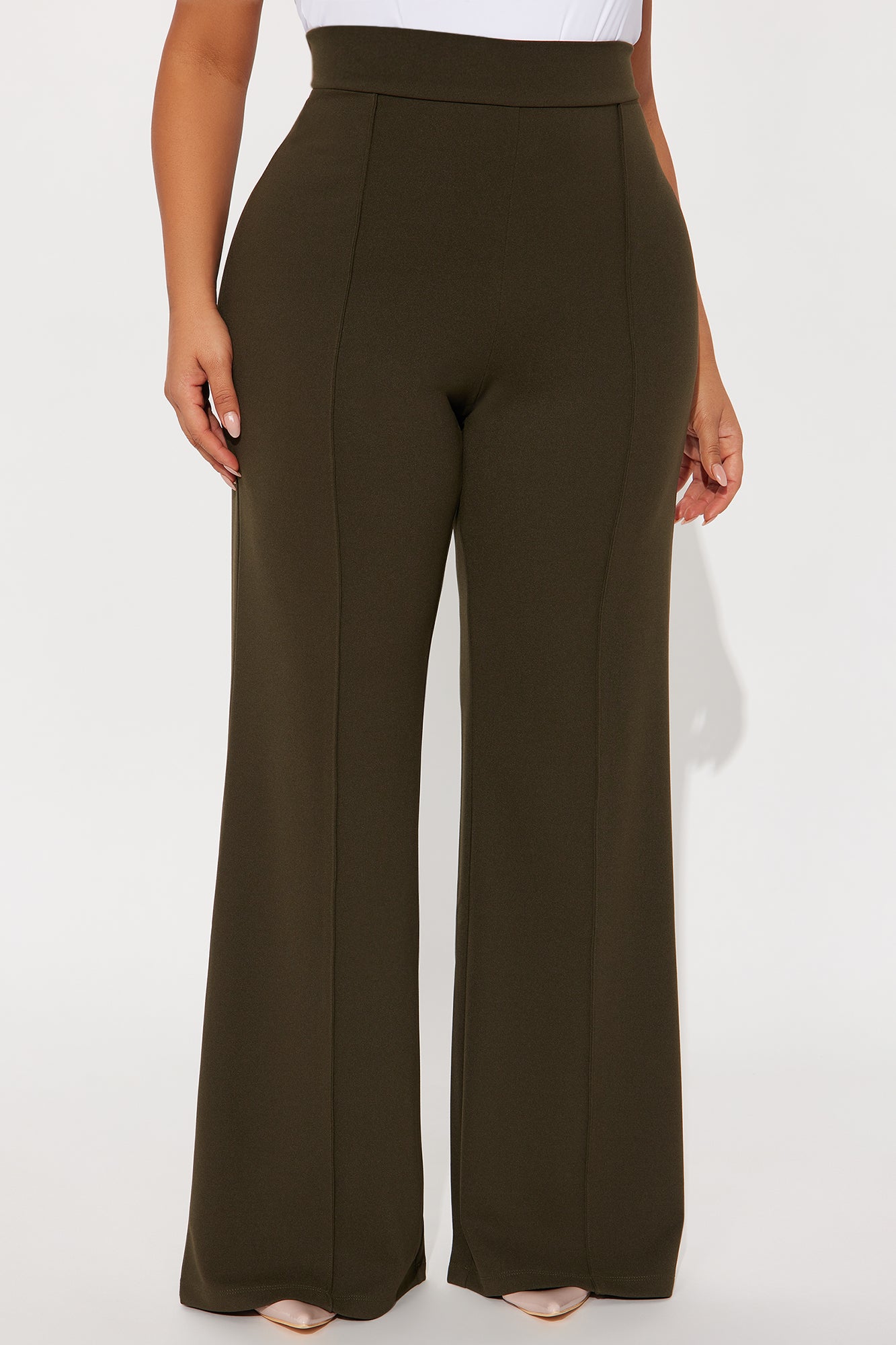Victoria High Waisted Dress Pants - Olive 1