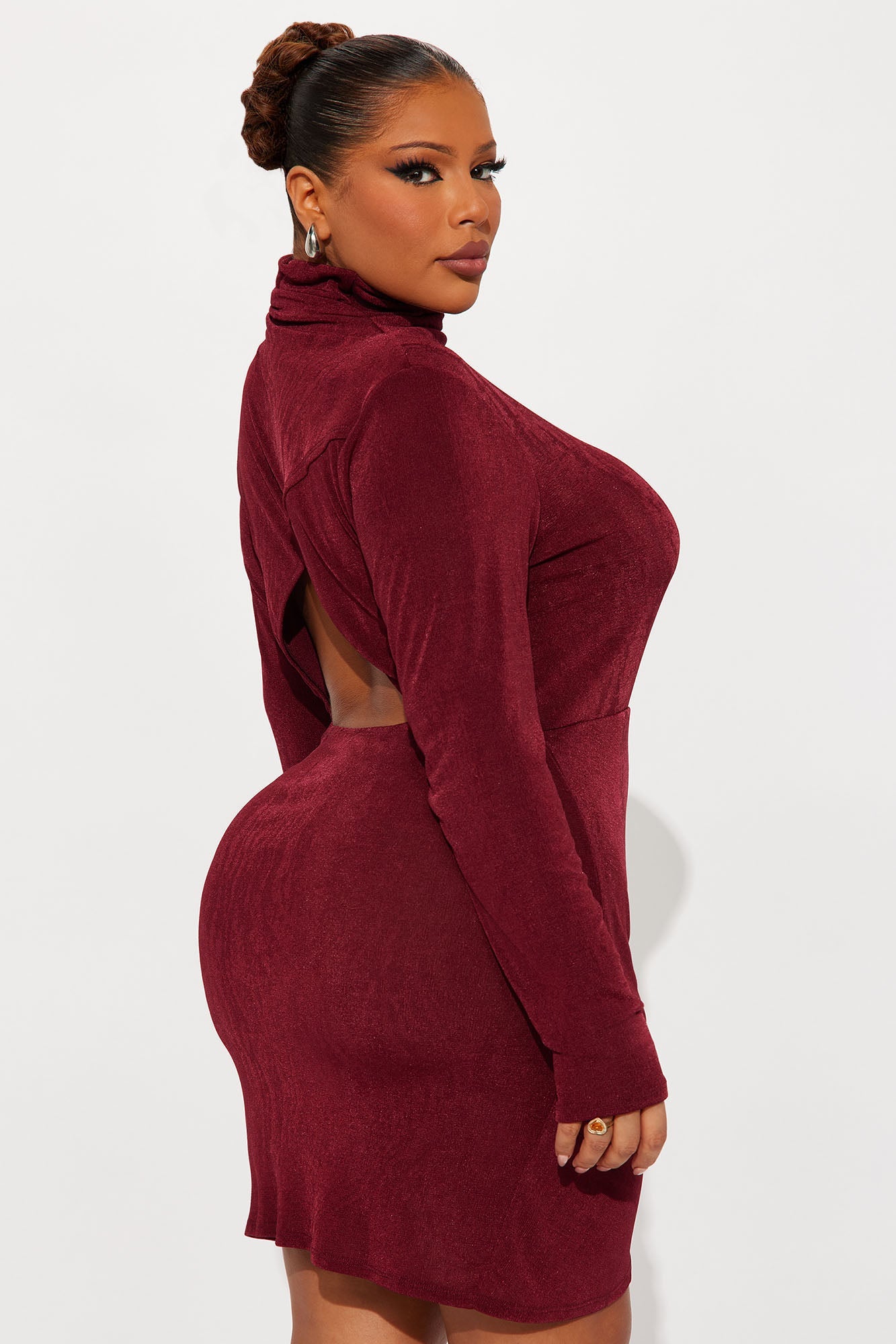 Taylor Ruched Mini Dress - Burgundy