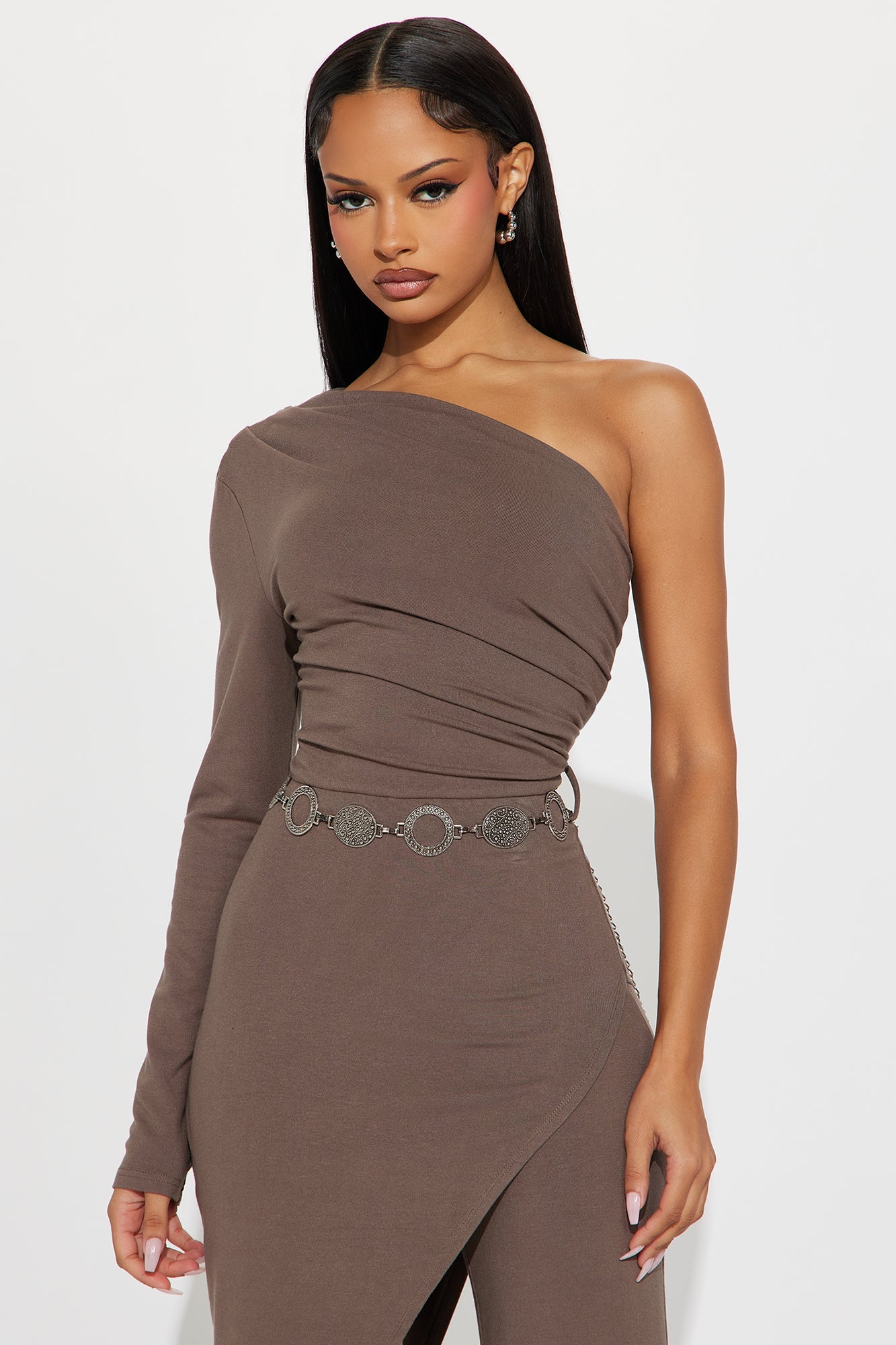 Maritza One Shoulder Jumpsuit - Charcoal