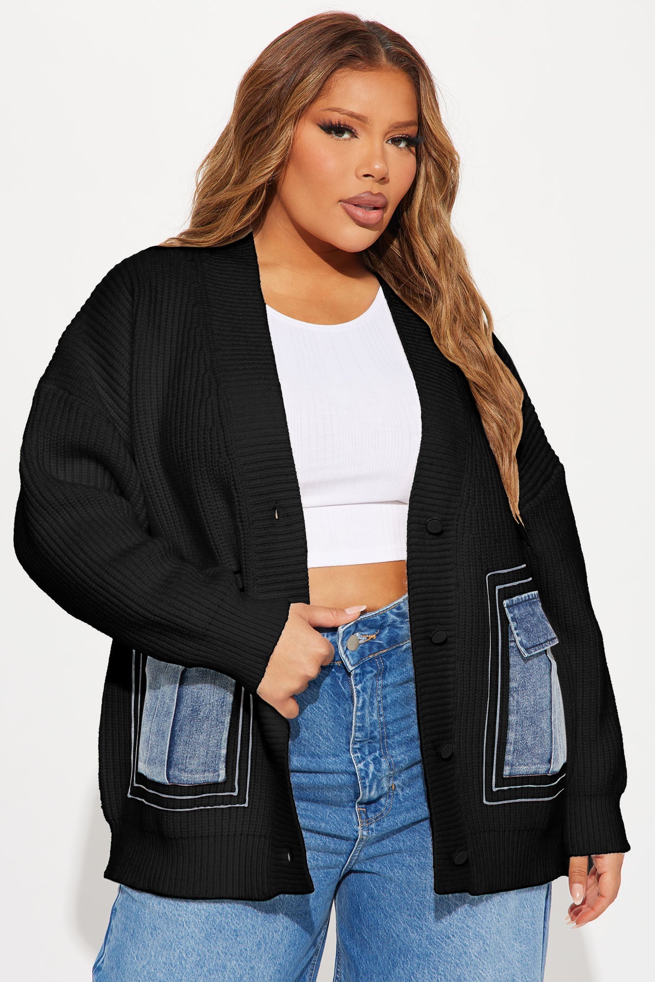 Frankie Oversized Cardigan - Black/combo