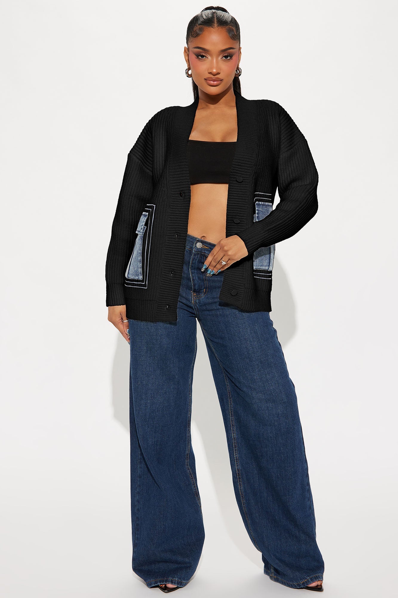 Frankie Oversized Cardigan - Black/combo