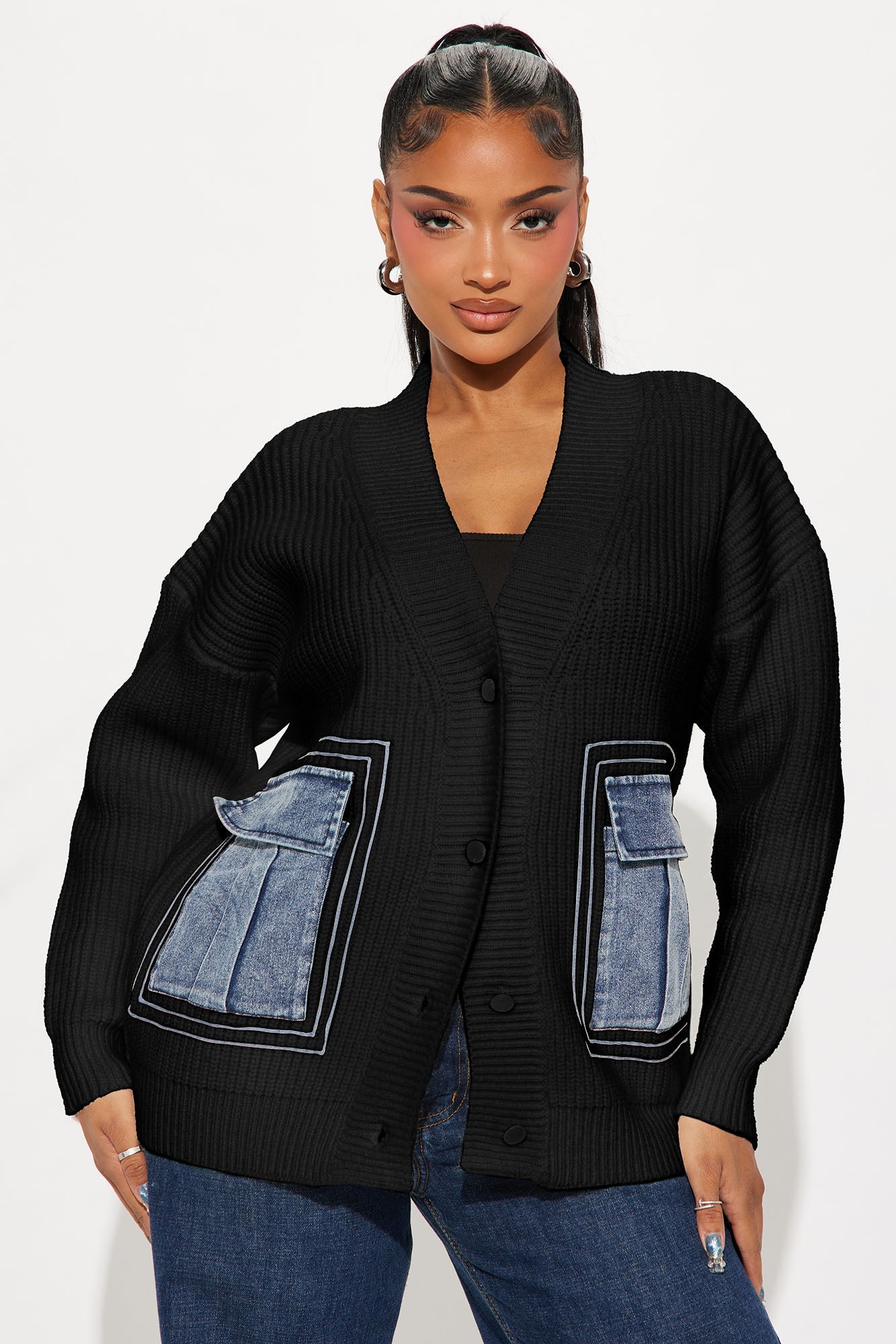 Frankie Oversized Cardigan - Black/combo