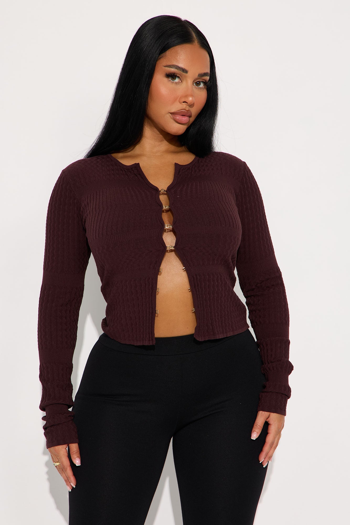 The Jaden Hardware Cardigan - Chocolate