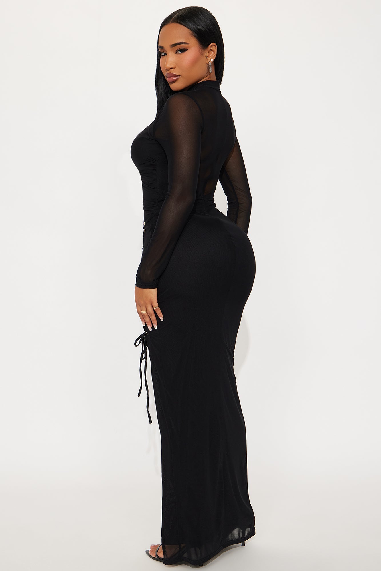 Audrey Lace Up Maxi Dress - Black