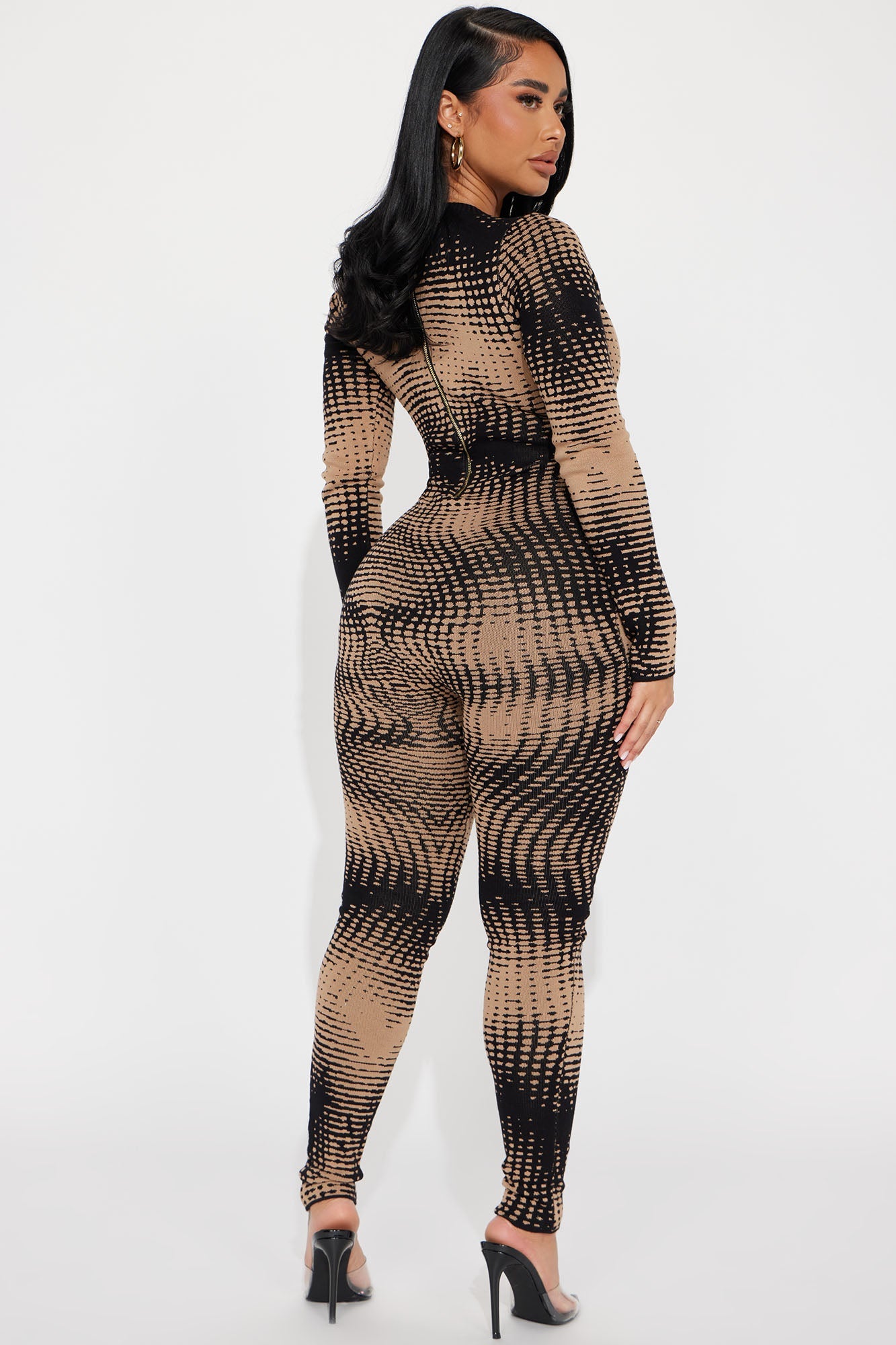 Next Time Around Sweater Jumpsuit - Taupe/combo