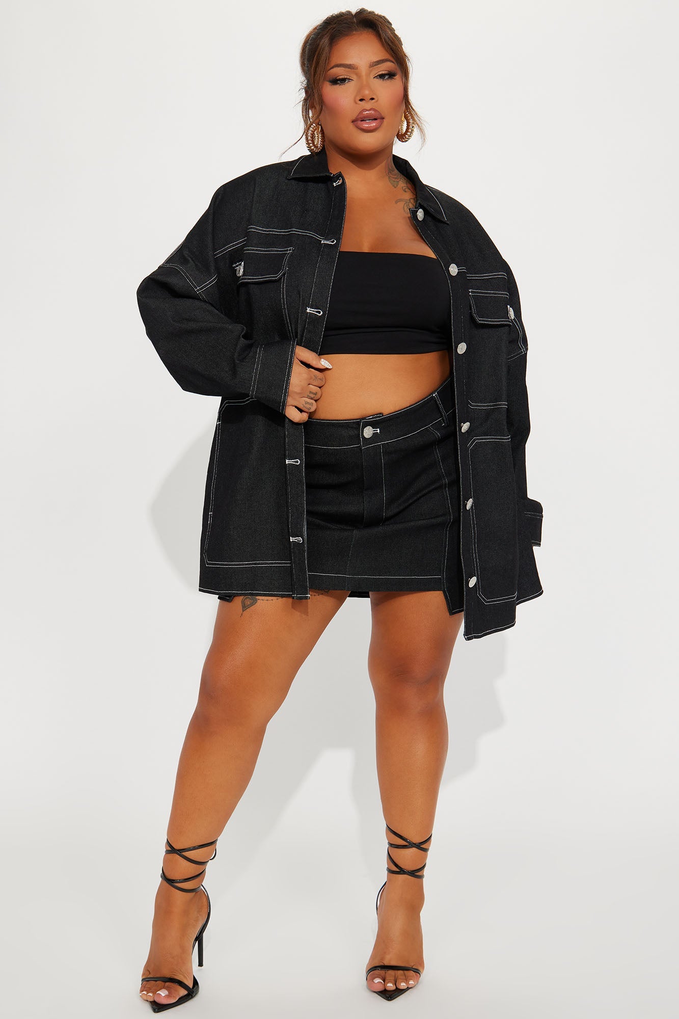 Super Babe Denim Skirt Set - Black Wash