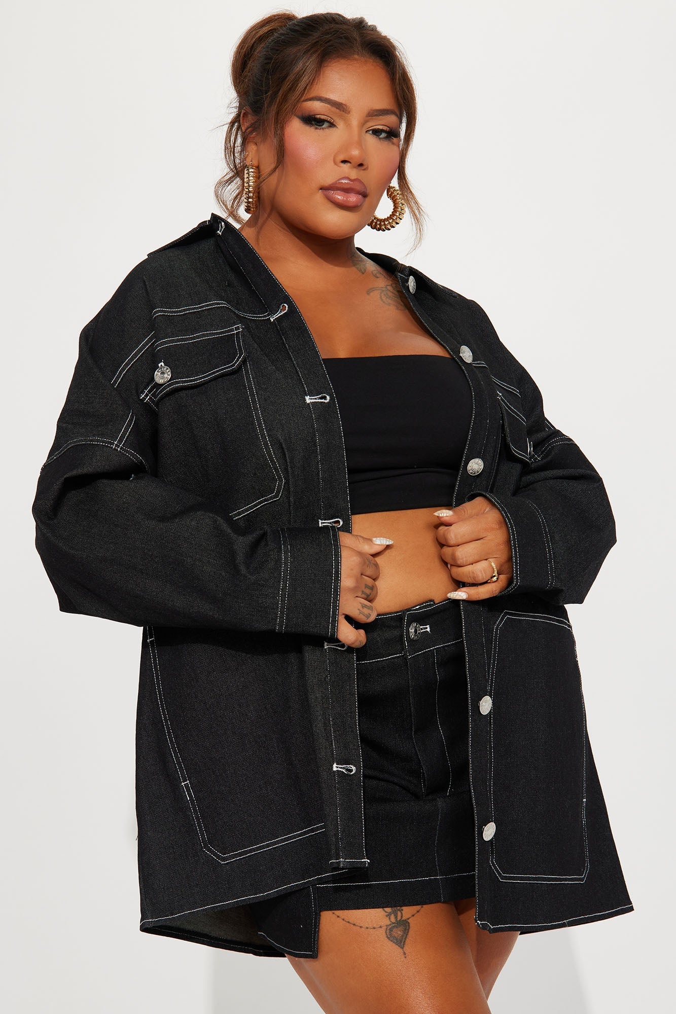 Super Babe Denim Skirt Set - Black Wash